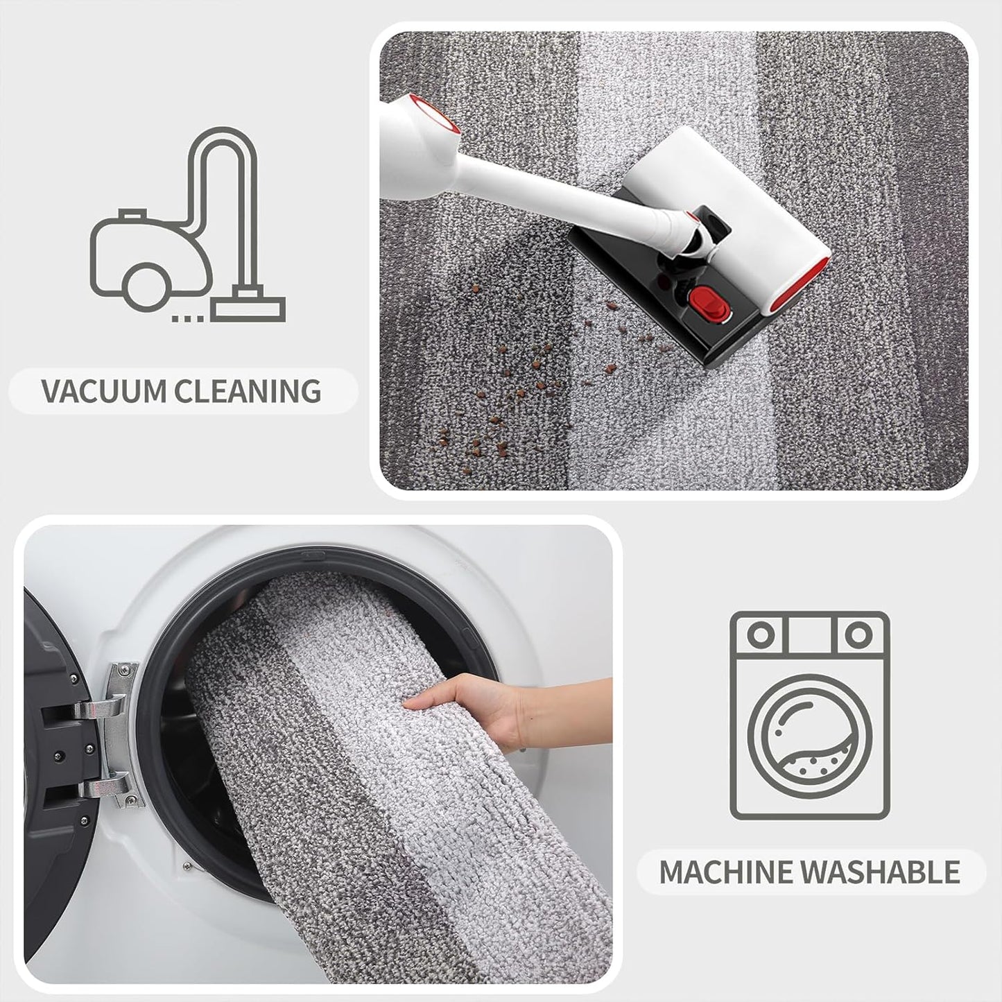 Kitinjoy Indoor Outdoor Door Mat, 71x47 Non-Slip Absorbent Dirt Trapper, Low-Profile Washable Inside Entrance Front Floor Mat, Sturdy Soft Entry Doormats for Entryway, Light Grey