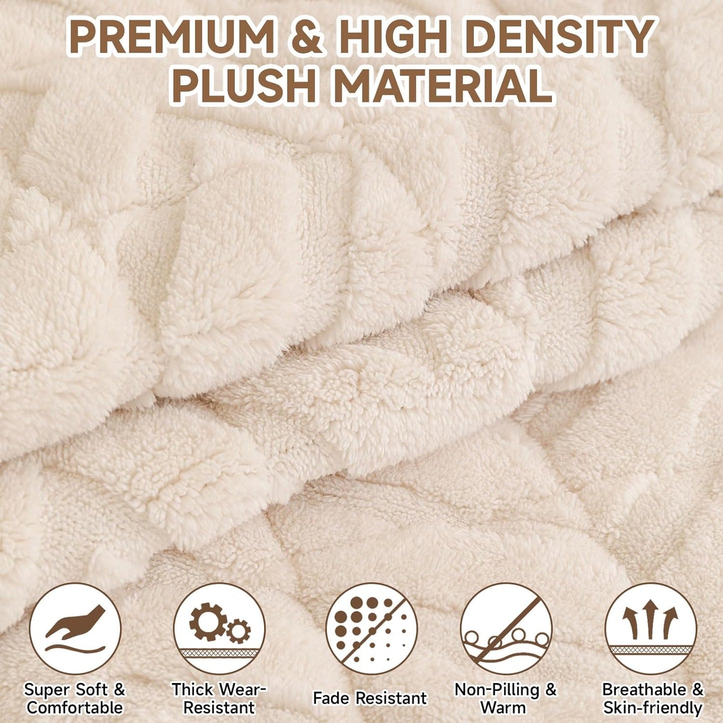 OTOB All Season Couch Cover for Dogs Washable, Non Slip Fuzzy Plush Pet Couch Covers Kids Pet Friendly, Geometric Jacquard Modern Soft Loveseat Sofa Slipcovers Protectors (White, 27.6"x59.1")