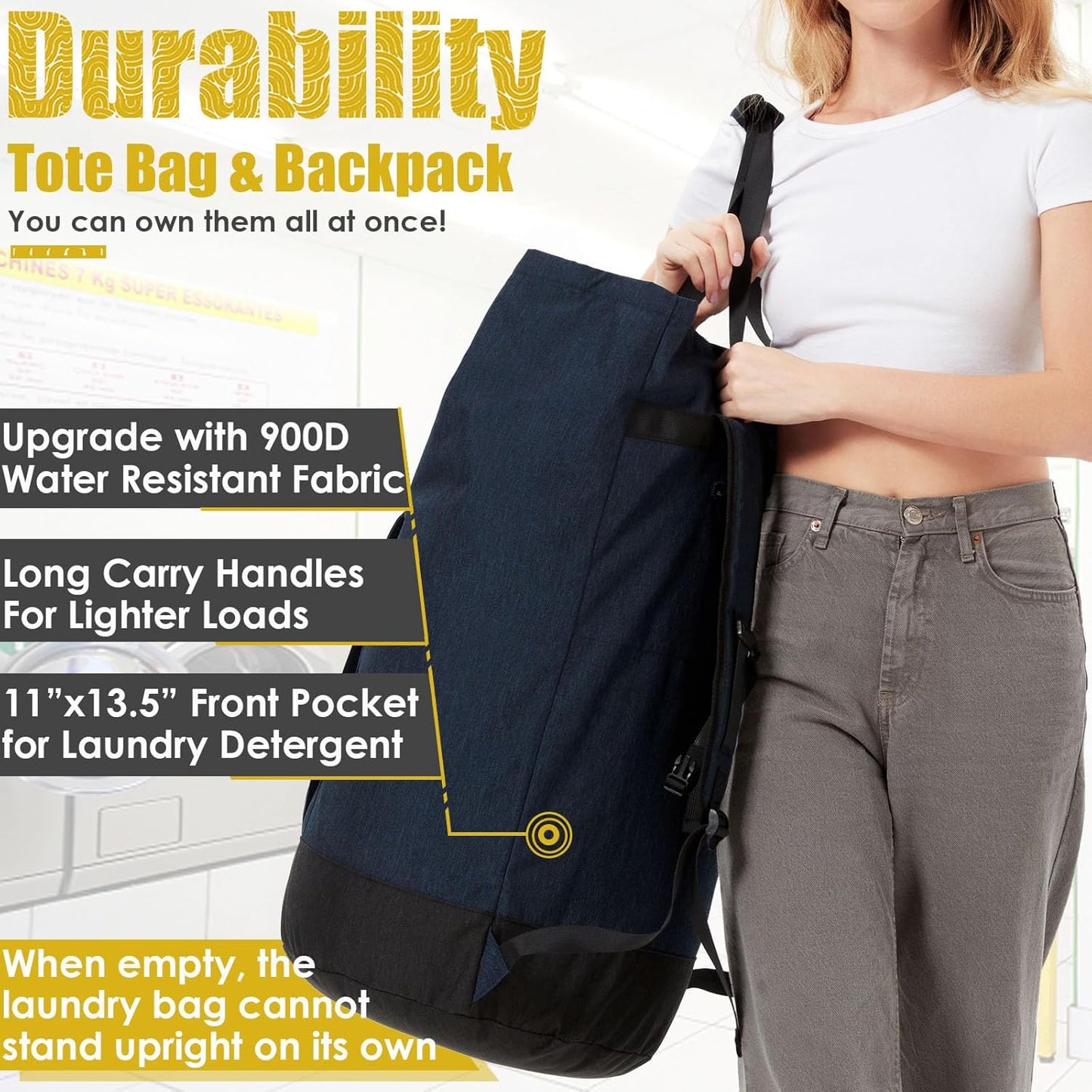 Laundry Bag for College,115L Laundry Backpack Extra Large Heavy Duty, College Dorm Essentials Laundry Bag with Straps, Heavy Duty Dirty Clothes Bag for Camping, Apartment and Laundromat
