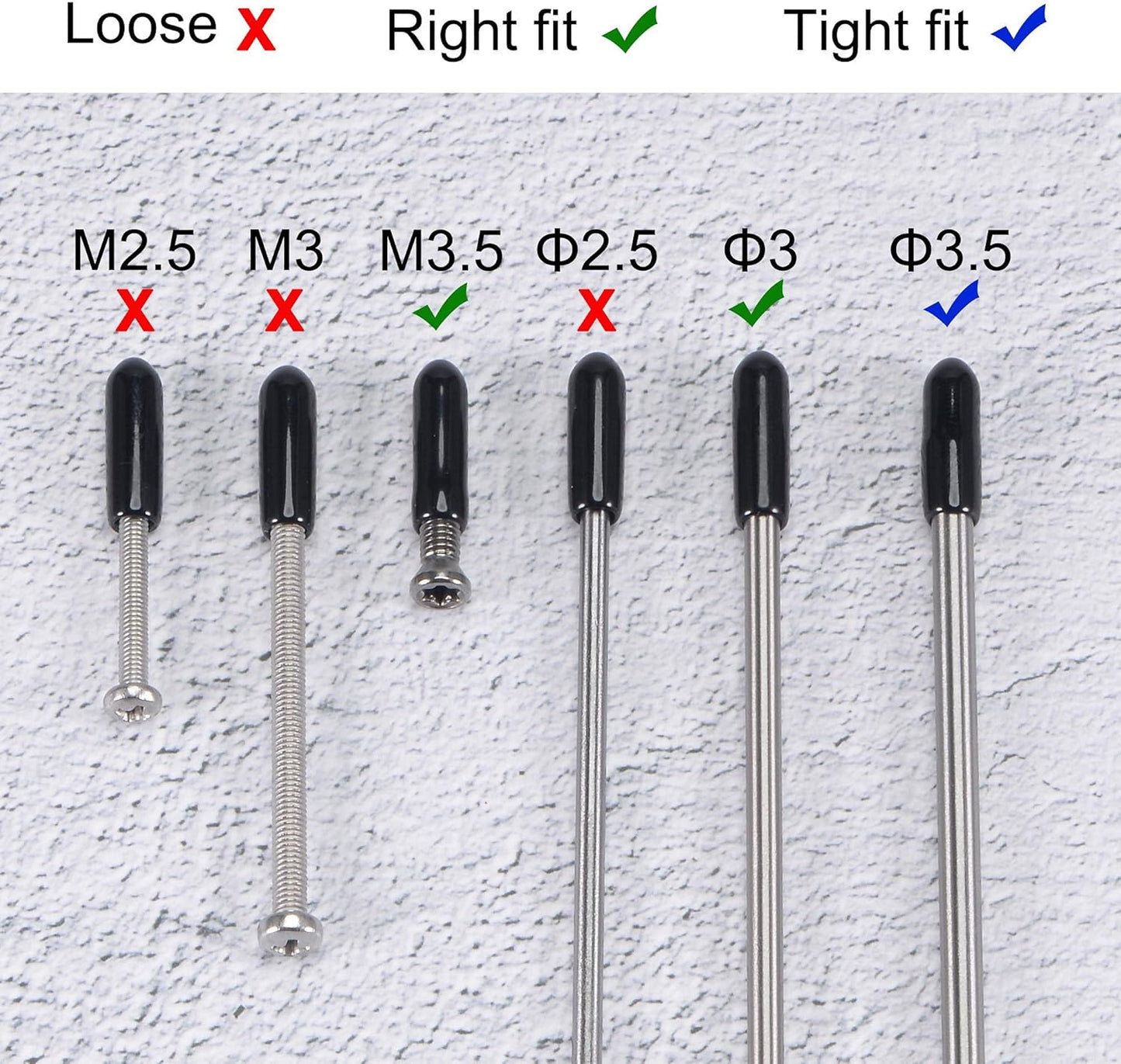 uxcell 20pcs Rubber End Caps 1/8"(3mm) ID Vinyl Round Tube Bolt Cap Cover Thread Protectors Black