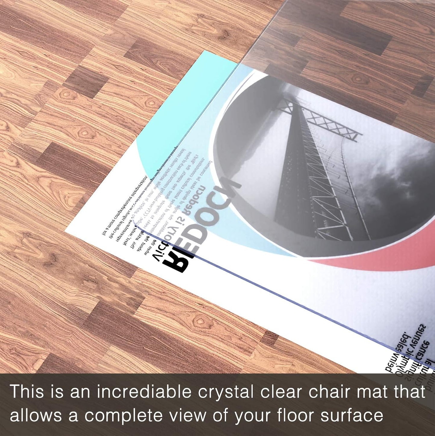 Office Chair Mat for Hardwood Floor, 1/8" Thick 55” x 35” Crystal Clear Hard Floor Chair Mat, Transparent Floor Protector Mat Flat Without Curling