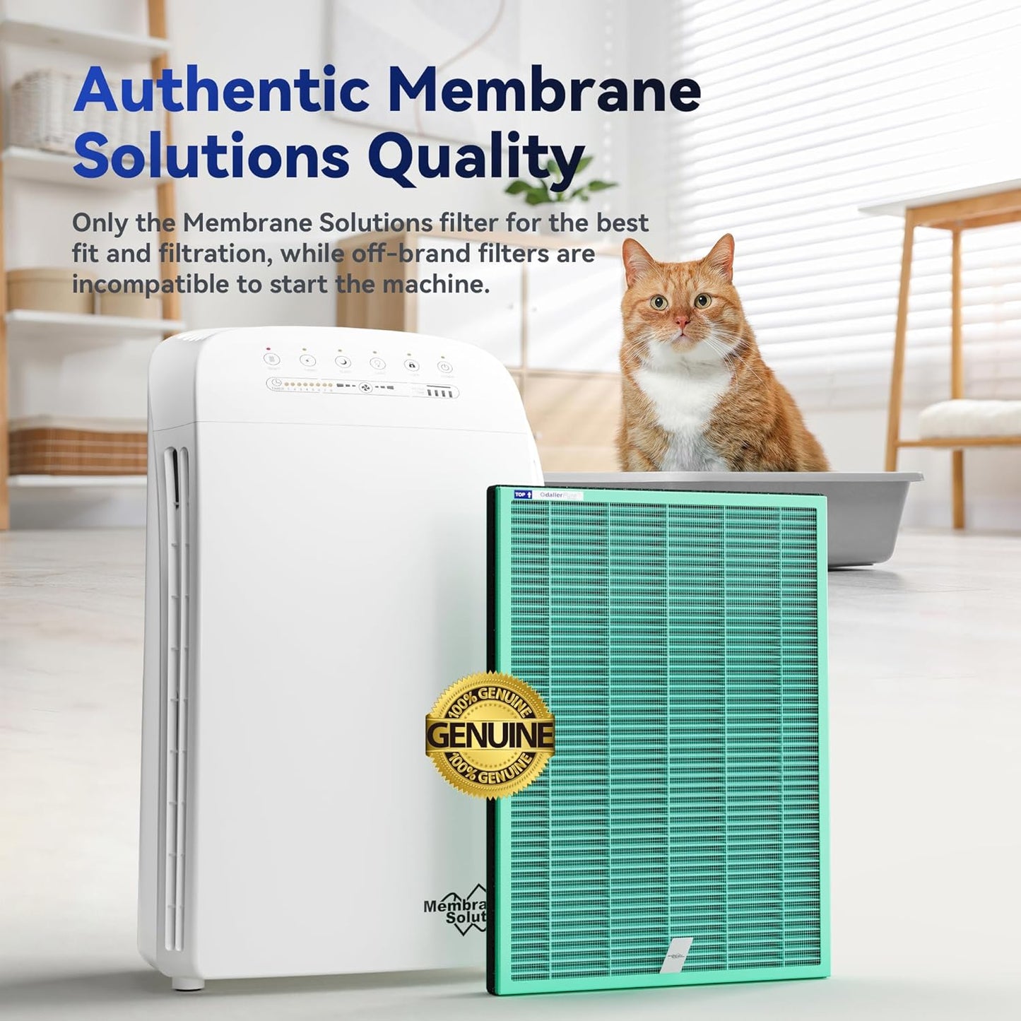 Membrane Solutions MSA3/MSA3S Genuine Pet Odor Removal Air Purifier Filter Replacement 2 Pack, Upgraded 4-in-1 H13 True HEPA Filter with OdallerPure Technology