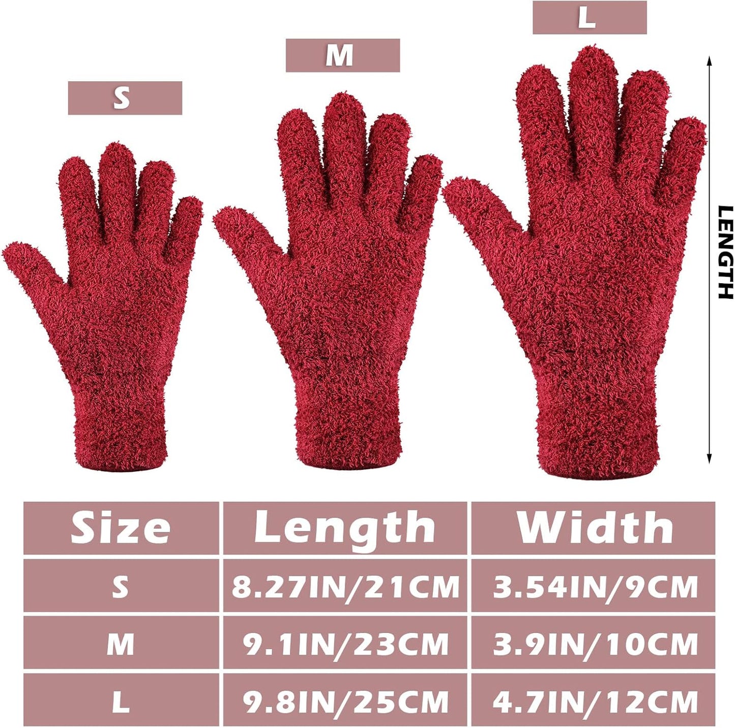 Patelai 3 Pairs Microfiber Plant Dusting Gloves Leaf Cleaning Gloves for Indoor Plants, Blinds, Furniture, House(Medium,Brown, Dark Green, Dark Red)