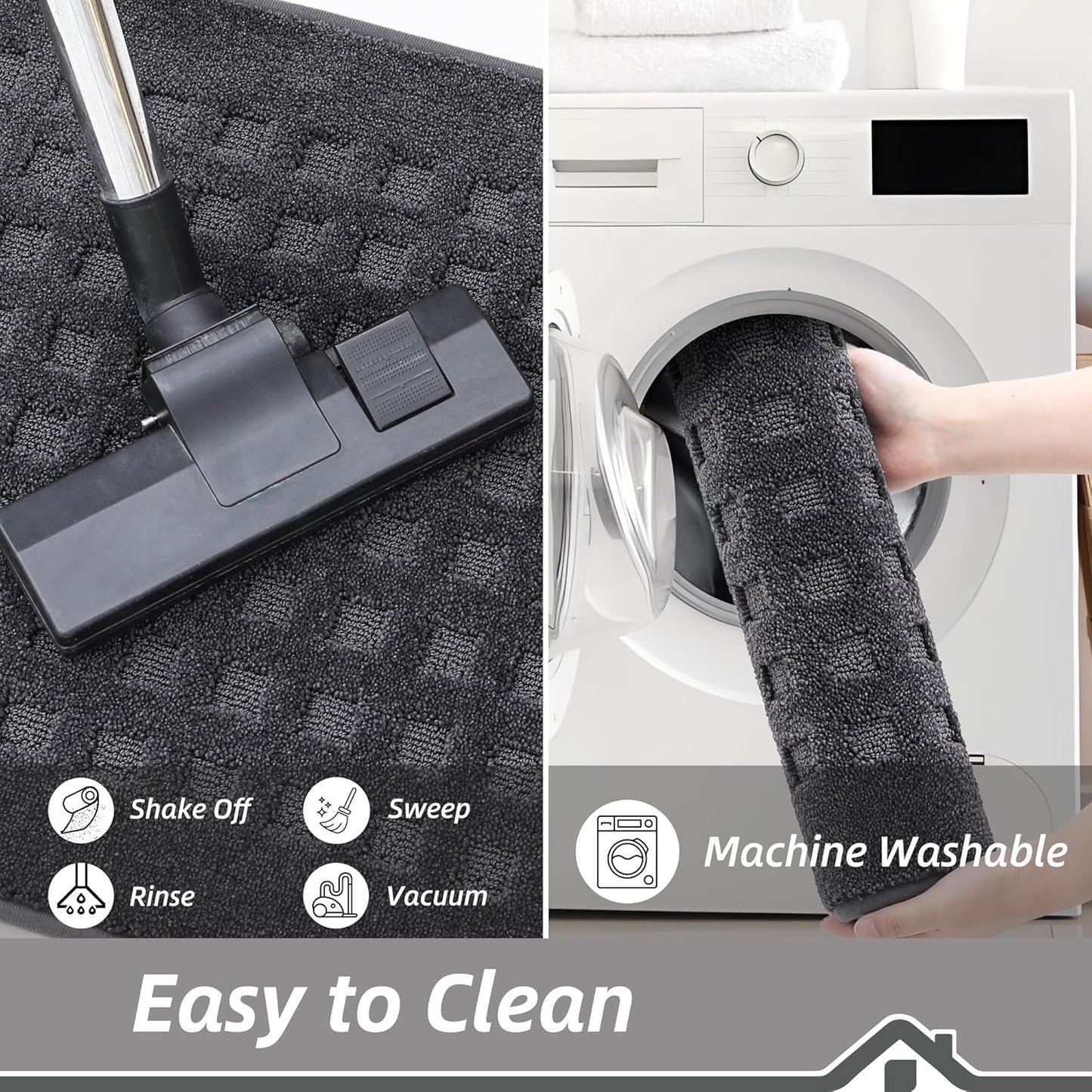 BEQHAUSE Waffle Door Mats Indoor 24"x36", Dog Mat for Muddy Paws Absorbent and Dirt Resist Floor Mats Non-Slip Washable Rugs for Entryway, Welcome Mat for Front Back Door, Muddy Wet Shoes, Dark Grey