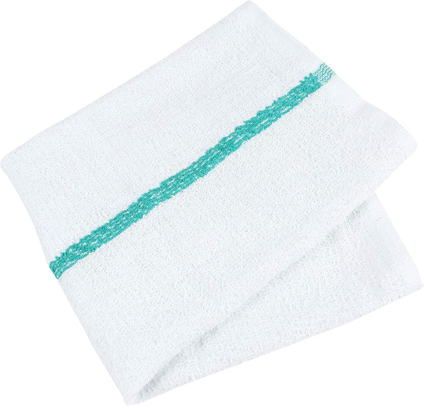 Arkwright Qwick Wick Bar Mop Towels - (Pack of 12) 100% Cotton Quick Dry Dishcloths, Super Absorbent Multipurpose Cleaning Rags for Restaurants, Kitchen, Bathroom, Hotel, 16 x 19 in, Green Stripe