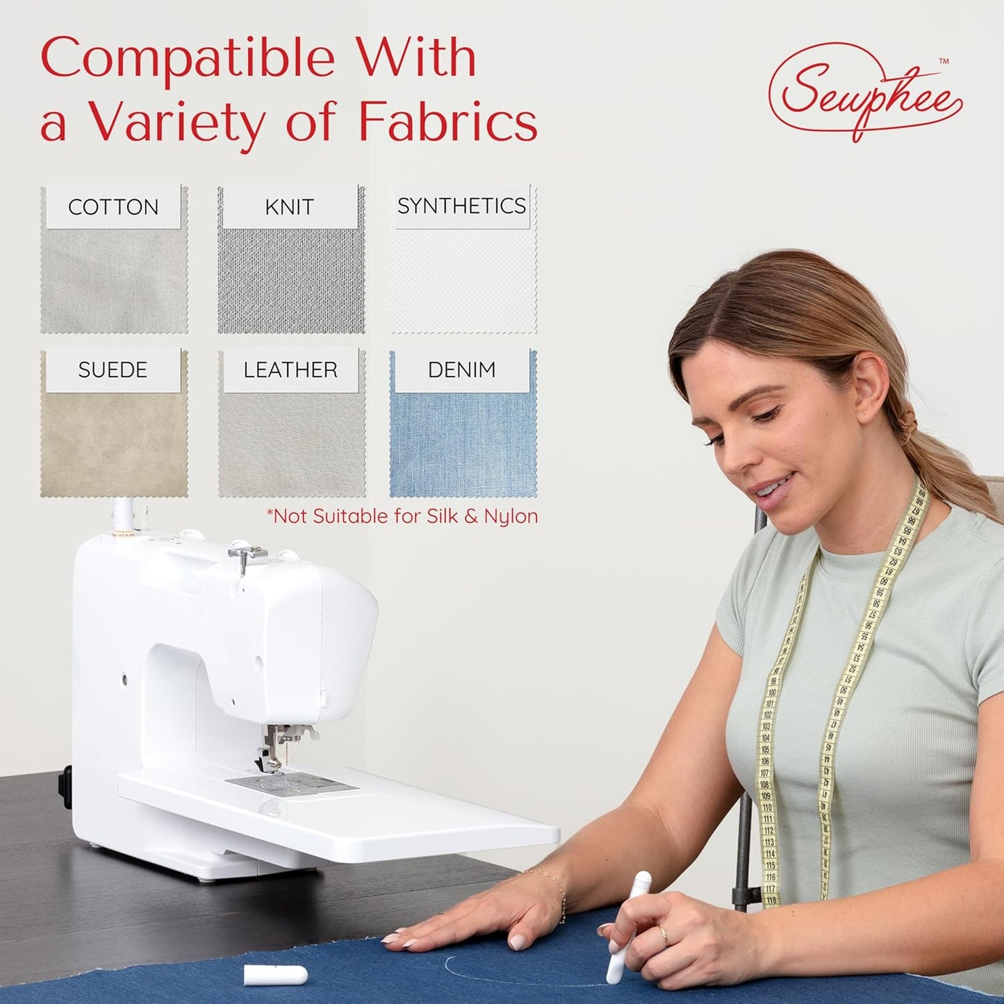 Fabric Markers for Sewing – Ergonomic Tailors Chalk Pen with Improved Dosing Wheel for Sharp Lines - Washable Sewing Chalk Marking Pens that are Compatible with Most Fabrics - White 1 Pack