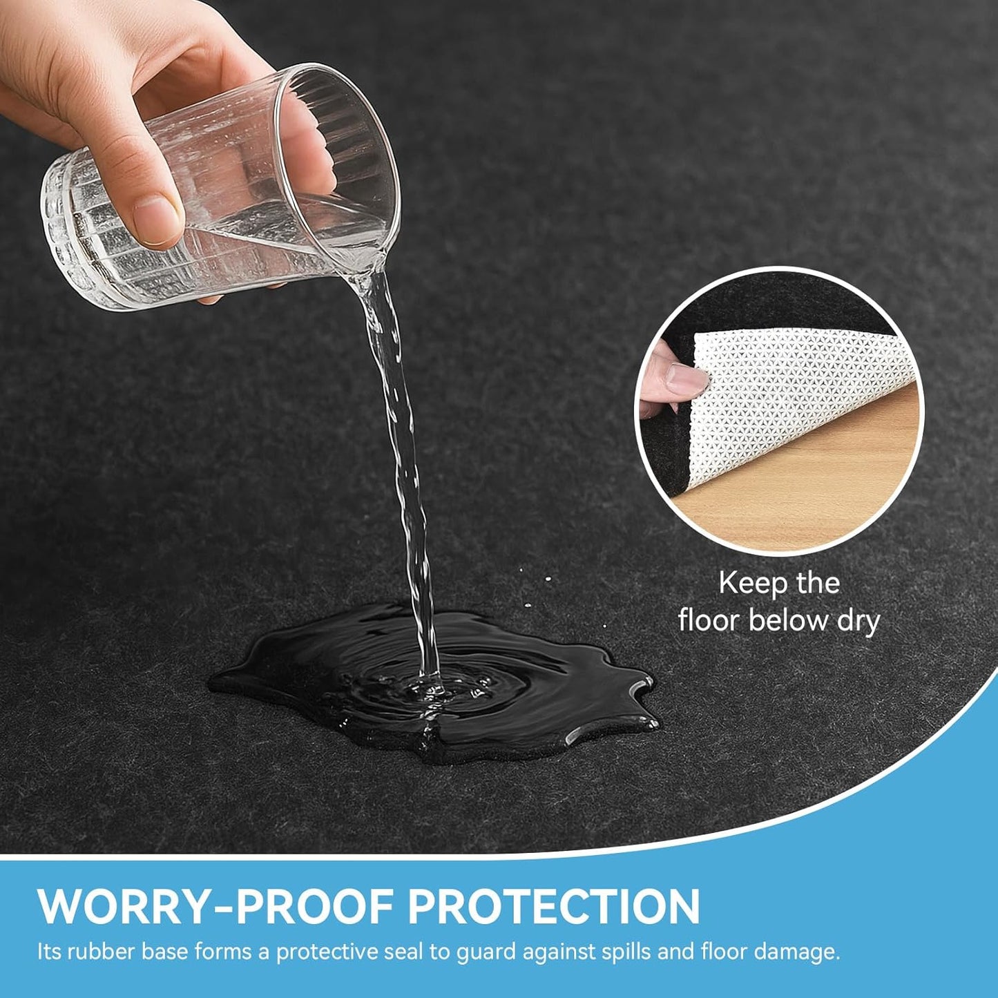 Warmstar 10x14 FT Non Slip Rug Pad,100% Waterproof Felt Rug Pad for Hardwood Floors,1/8” Thick Soft Carpet Pad with Natural Rubber Backing, Secure Grip & Floor Protection