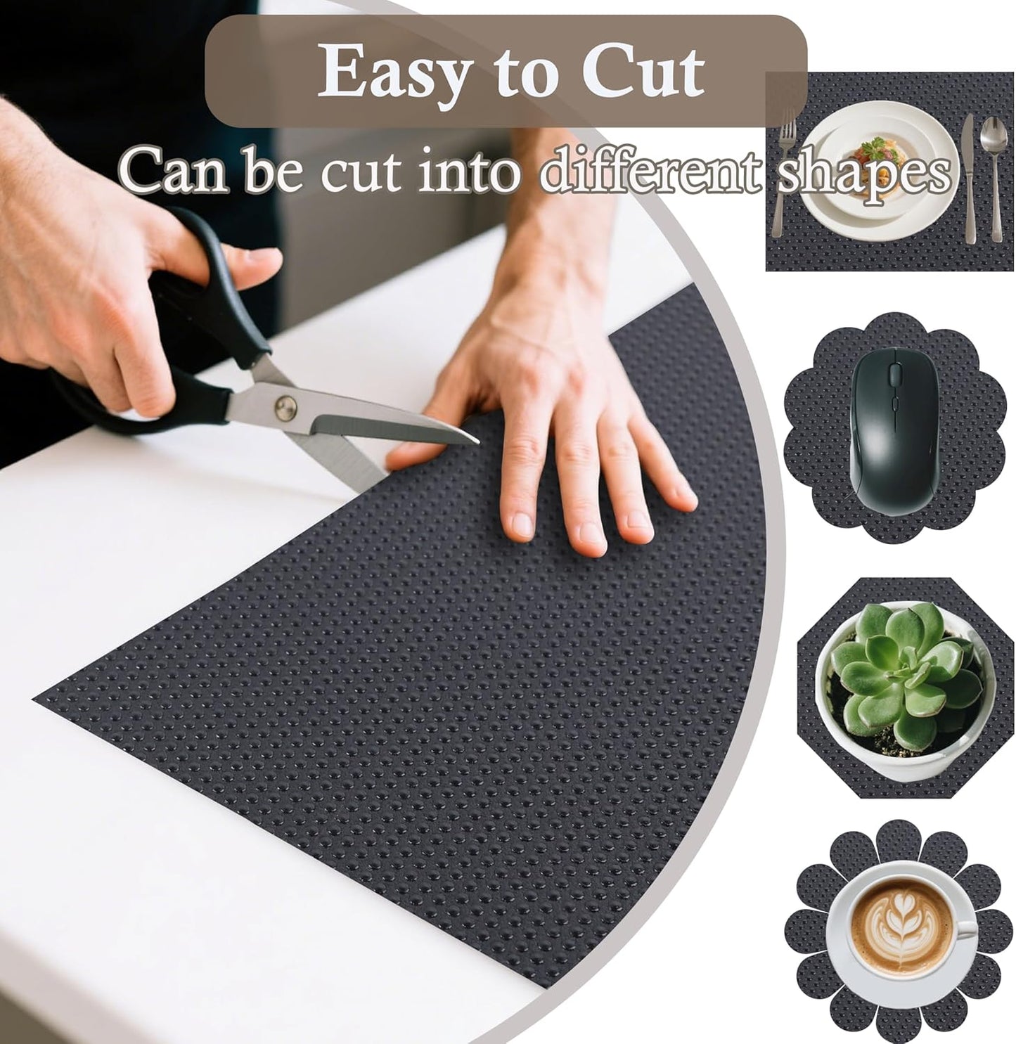 Cabinet Shelf Liners 15 Inch Wide X 20 Ft Kitchen Drawer Liner Non-Adhesive Pantry Cupboard Liner Non-Slip Waterproof & Oil-Proof Refrigerator Shelf Liners Strong Grip Drawer Mat(Black)