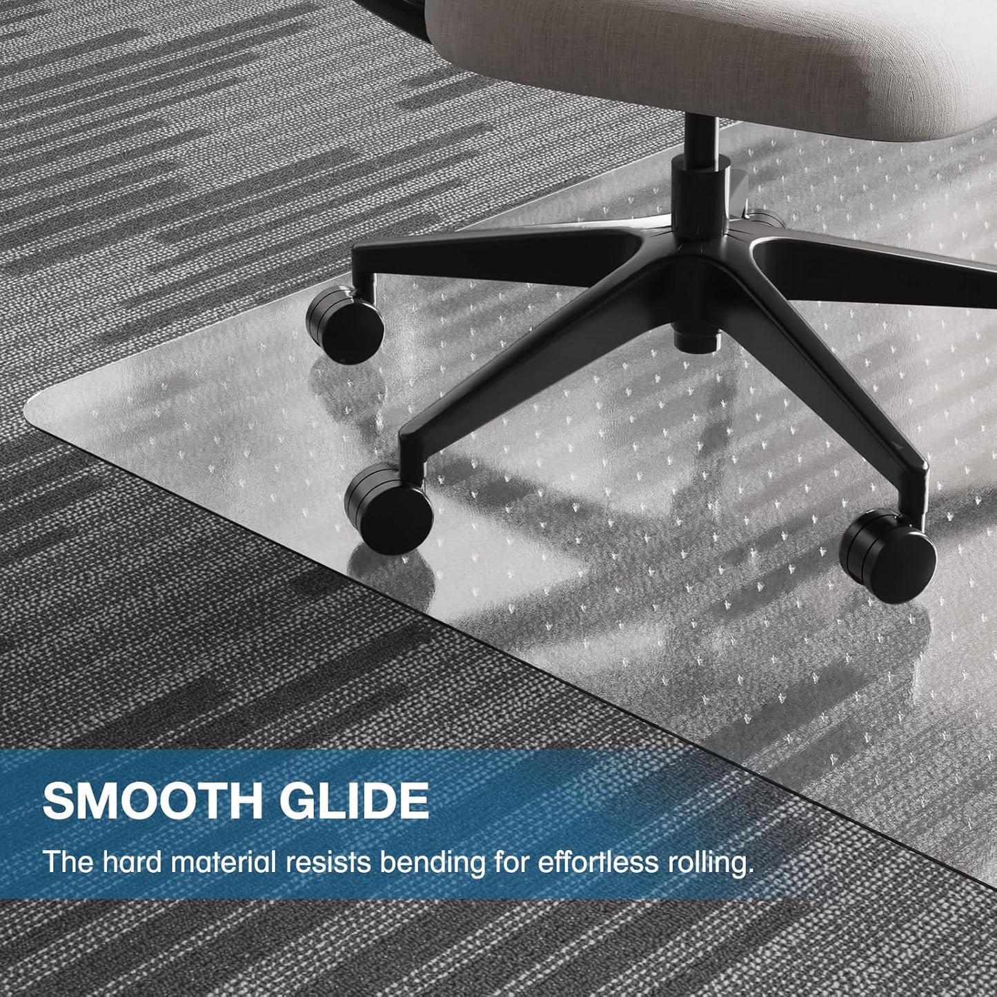 Chair Mat for Carpet, 36" x 48" Desk Chair Mat for Carpeted Floors, Non-Slip Office Vinyl Mat for Carpet with Studded, Easy Glide Heavy Duty Floor Protector Mat for Home Office, Clear