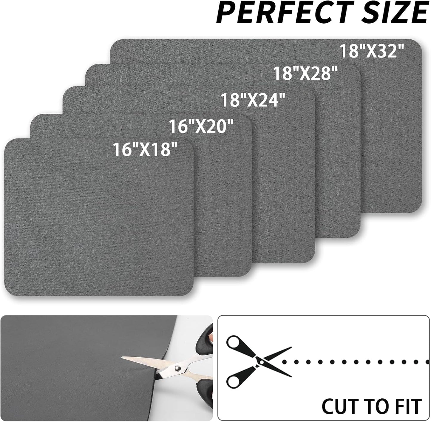 Dish Drying Mat for Kitchen Counter, Heat Resistant Drainer Mats with Non-slip Rubber Backed, Hide Stain Kitchen Super Absorbent Draining Mat, Easy to Clean Dish Rack Pad, Dark Grey 18"x32"