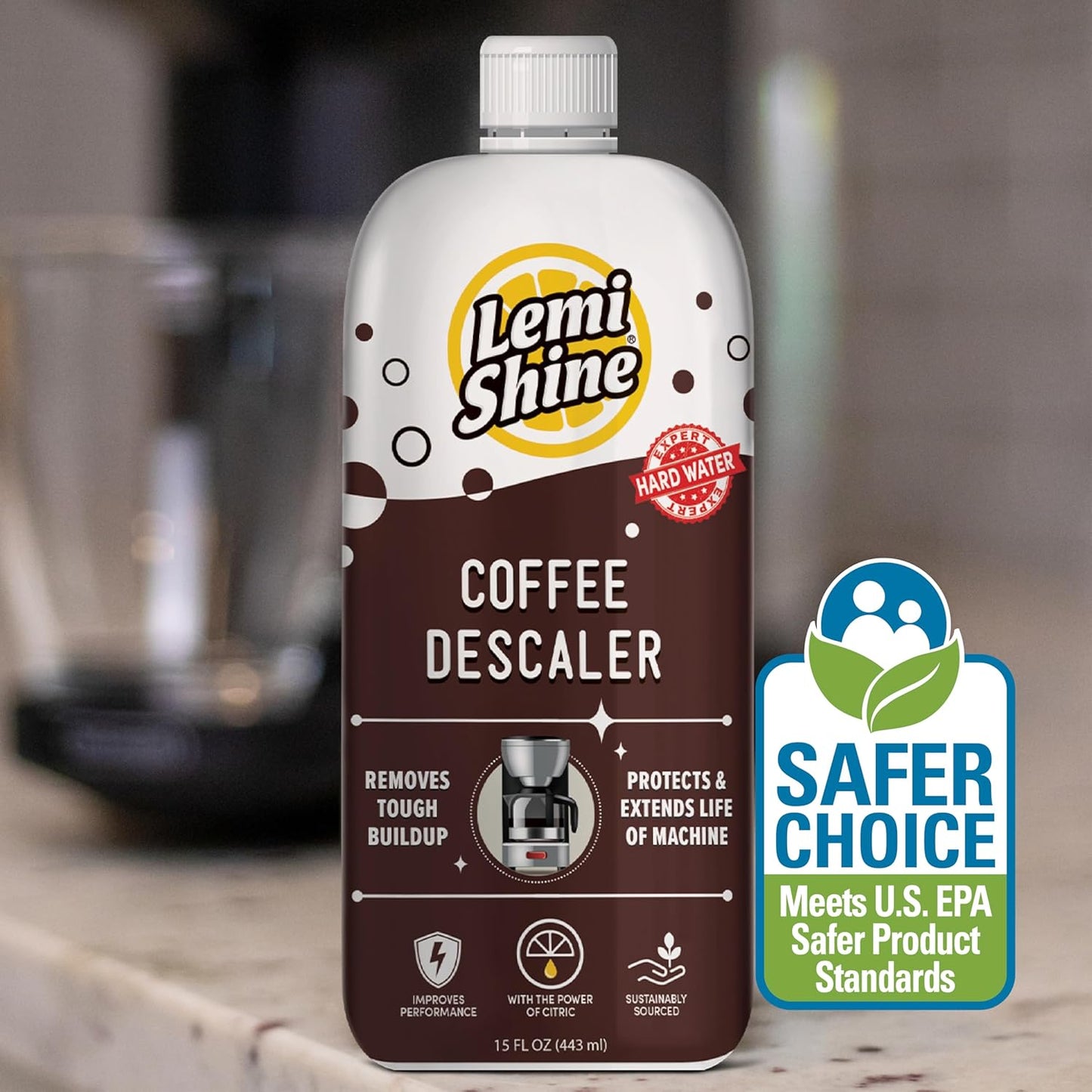 Lemi Shine Coffee Descaler - Food-Grade Citric Acid Coffee Maker Cleaner for Nespresso, Keurig, and More - 15 oz