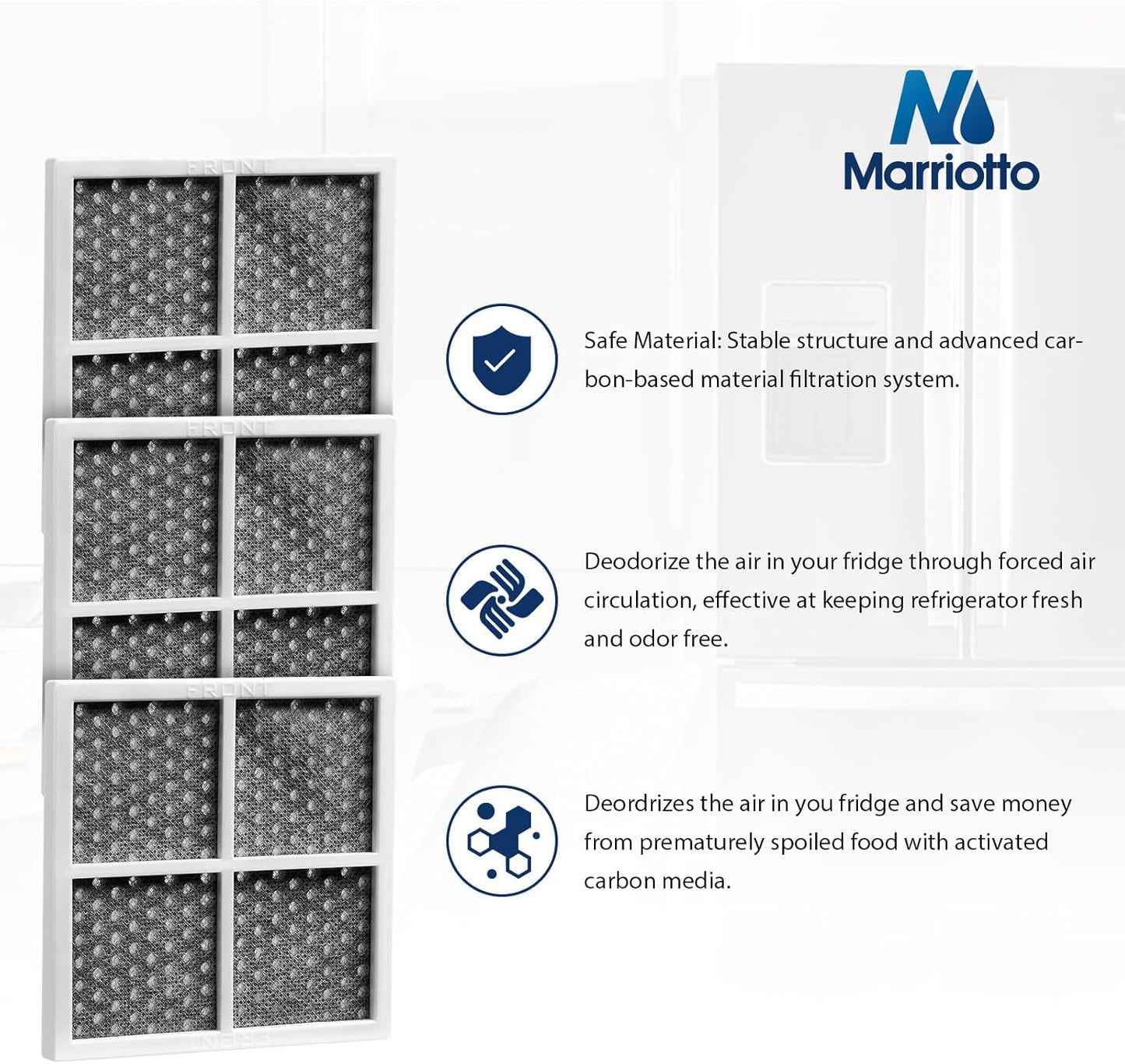 MARRIOTTO LT120F Refrigerator Air Filter Replacement for LG LT120F, Kenmore Elite 469918, 9918, ADQ73334008, ADQ73214402, ADQ73214404, 3 Pack