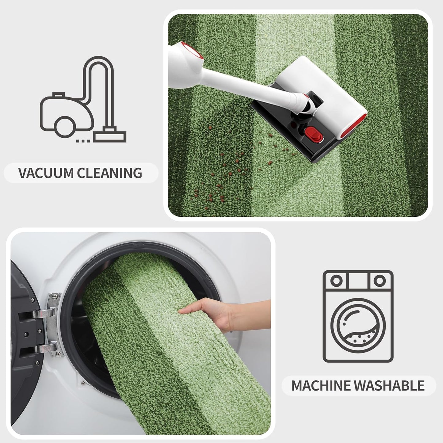 Kitinjoy Indoor Outdoor Door Mat, 71x47 Non-Slip Absorbent Dirt Trapper, Low-Profile Washable Inside Entrance Front Floor Mat, Sturdy Soft Entry Doormats for Entryway, Green