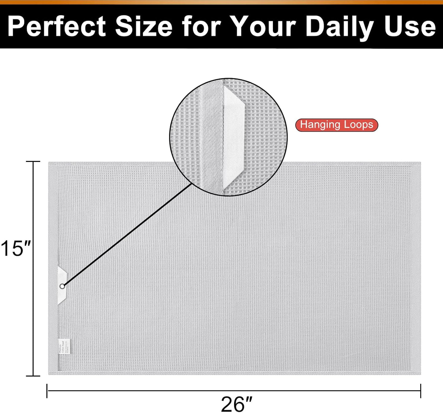 Homaxy 100% Cotton Waffle Weave Kitchen Towels - 6 Pack Soft and Absorbent Dish Towels - 16 x 26 Inches Quick Dry Hand Towels - Light Grey