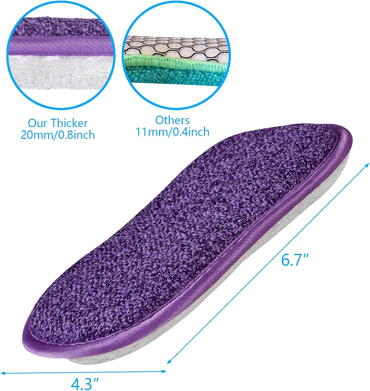 Kitchen Dish Sponge Scrubber Non Scratch, Dishcloth No Odor Reusable Washable Multipurpose Scrub Pads Sponges Heavy Duty for Dawn Dish Soap Cleaning of Sink Pans