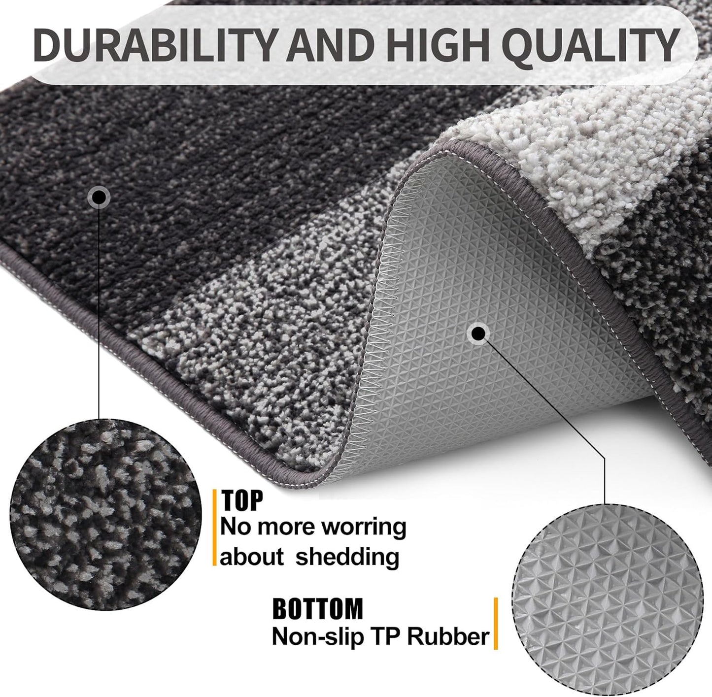 Kitinjoy Indoor Outdoor Door Mat, 36x24 Non-Slip Absorbent Dirt Trapper, Low-Profile Washable Inside Entrance Front Floor Mat, Sturdy Soft Entry Doormats for Entryway, Grey