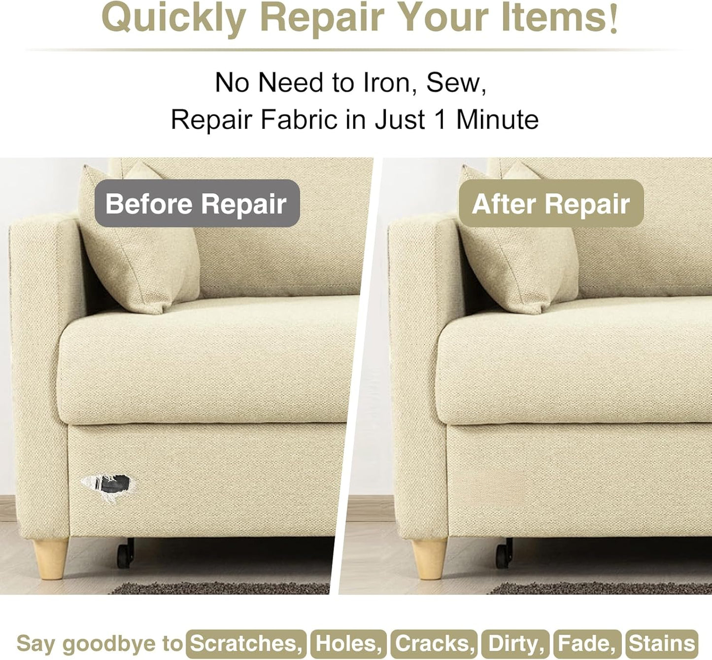 Canvas Repair Tape 4×70 Inch Waterproof Self-Adhesive Fabric Repair Patch for Repairing Boat Covers,Tents,Patio Umbrellas,Car Seats,Luggage,Sofas.(Light Brown)