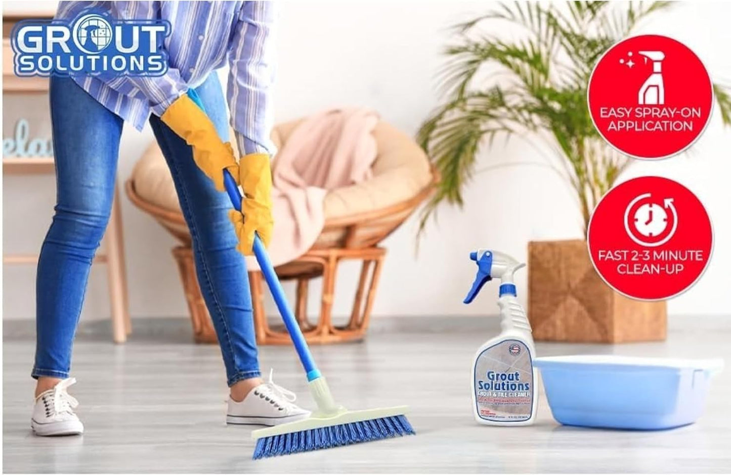 Professional Grout Brush Heavy-Duty Swivel Head with Stiff V-Shaped Bristles for Deep Cleaning Tile, Corners, Showers, Kitchens & Floors Without Scratching Fits Standard Thread Poles