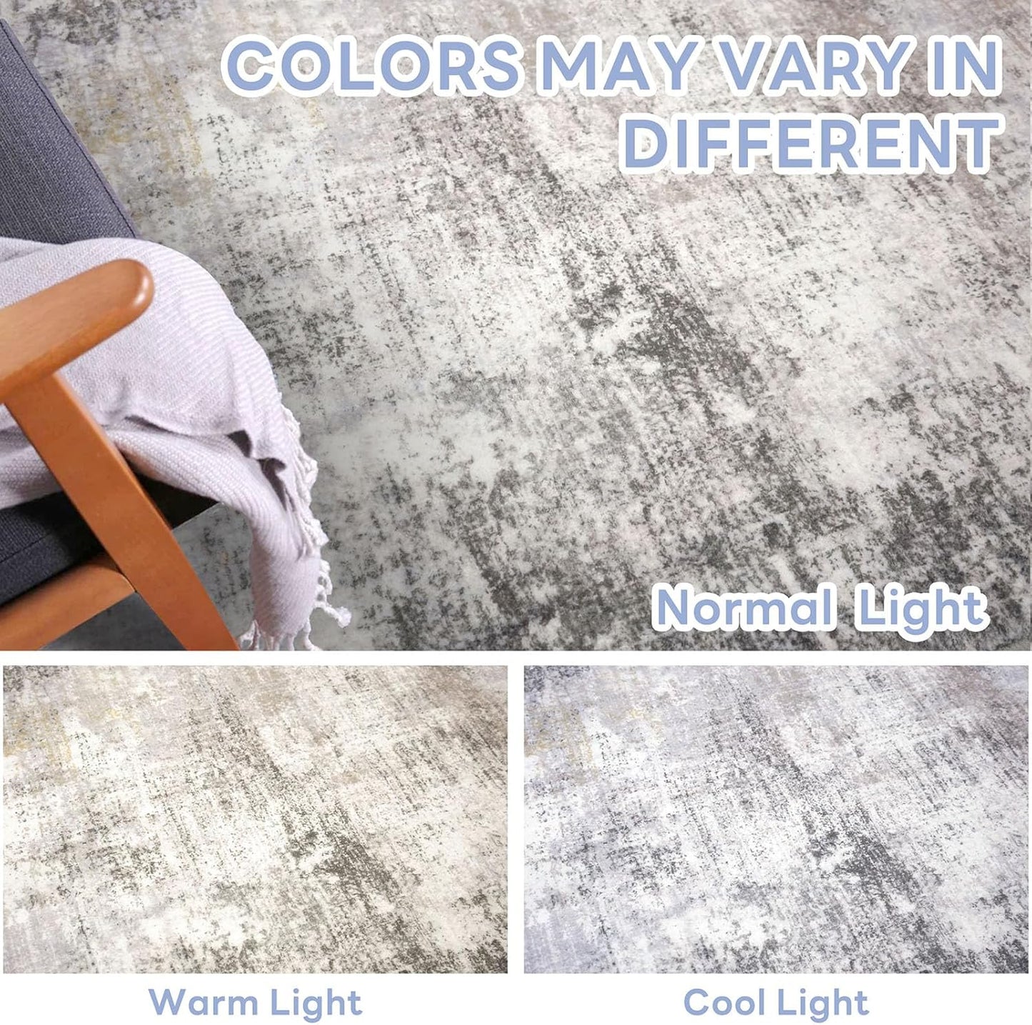 IOHOUZE Abstract Runner Rug 3x16 Ft Washable Runners for Hallways, Non Slip Kitchen Runner Printed Faux Wool Entryway Runner Indoor, Modern Abstract Floor Carpet for Hall Stair, Grey Beige