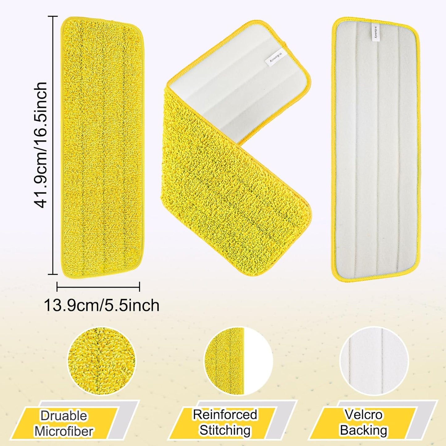 16.5 inch Reusable Mop Pads Microfiber Spray Mop Replacement Heads for Wet/Dry Mops Compatible with Bona Floor Care System (5 Pack)