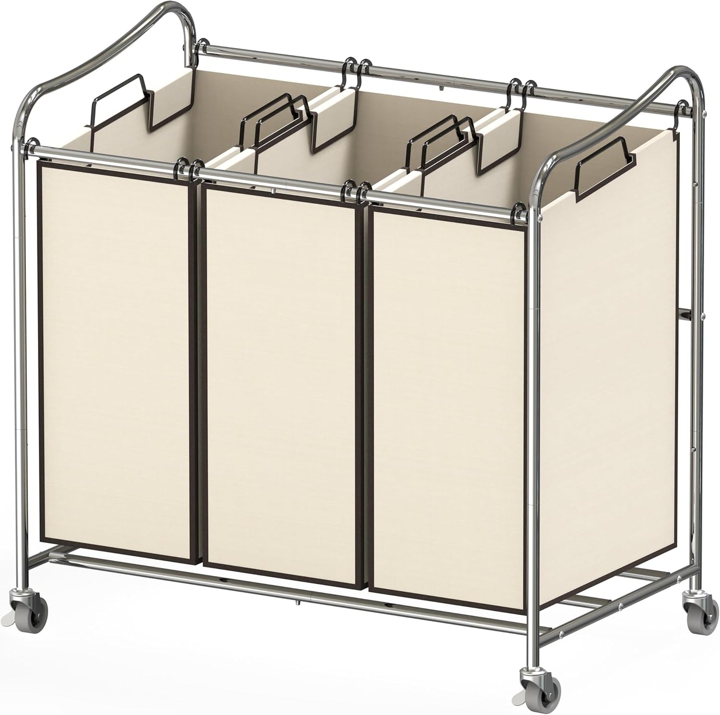 Simple Houseware Heavy-Duty 3-Bag Laundry Sorter Cart, Chrome