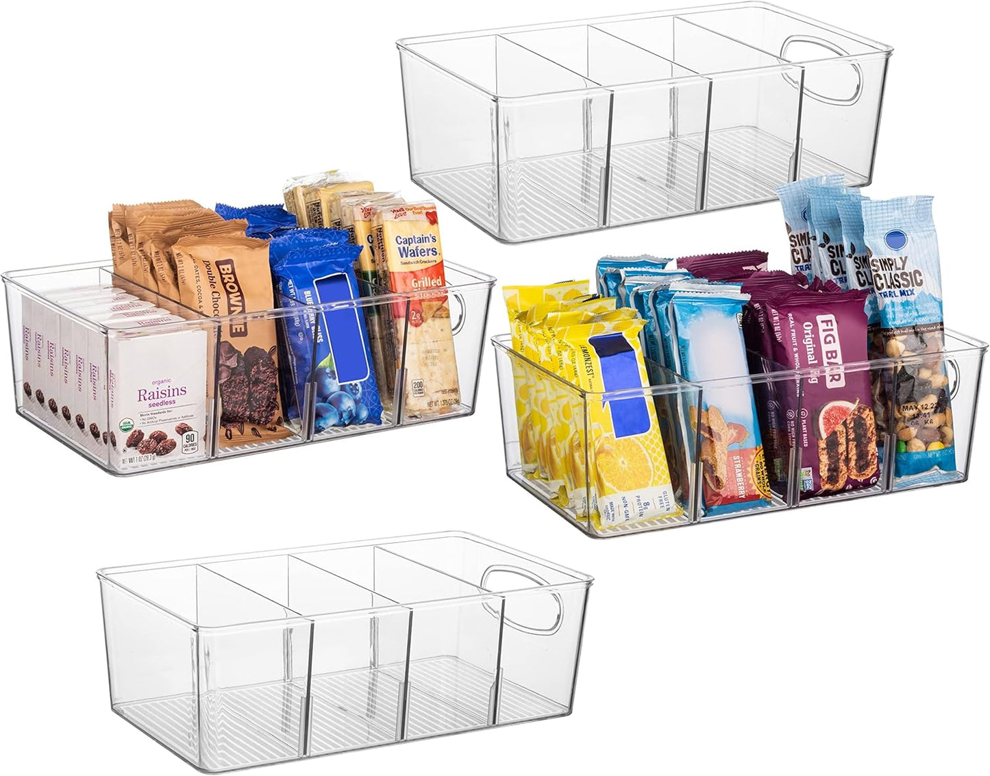 Pantry Organizers and Storage and Cabinet Organizer, 4 Pack - Kitchen Organizers and Storage, Great Fridge or Snack Organizer - Perfect in Refrigerator or Cupboard Shelf
