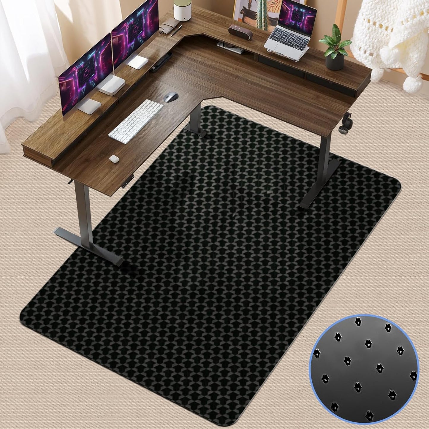 Vicwe Office Chair Mat for Carpet, 63" x 51"Anti-Slip Waterproof Floor Protector Desk Chair Mat for Rolling Chairs, Heavy Duty Chair Mat with Studs,Easy Glide Floor Mat for Home,Gaming