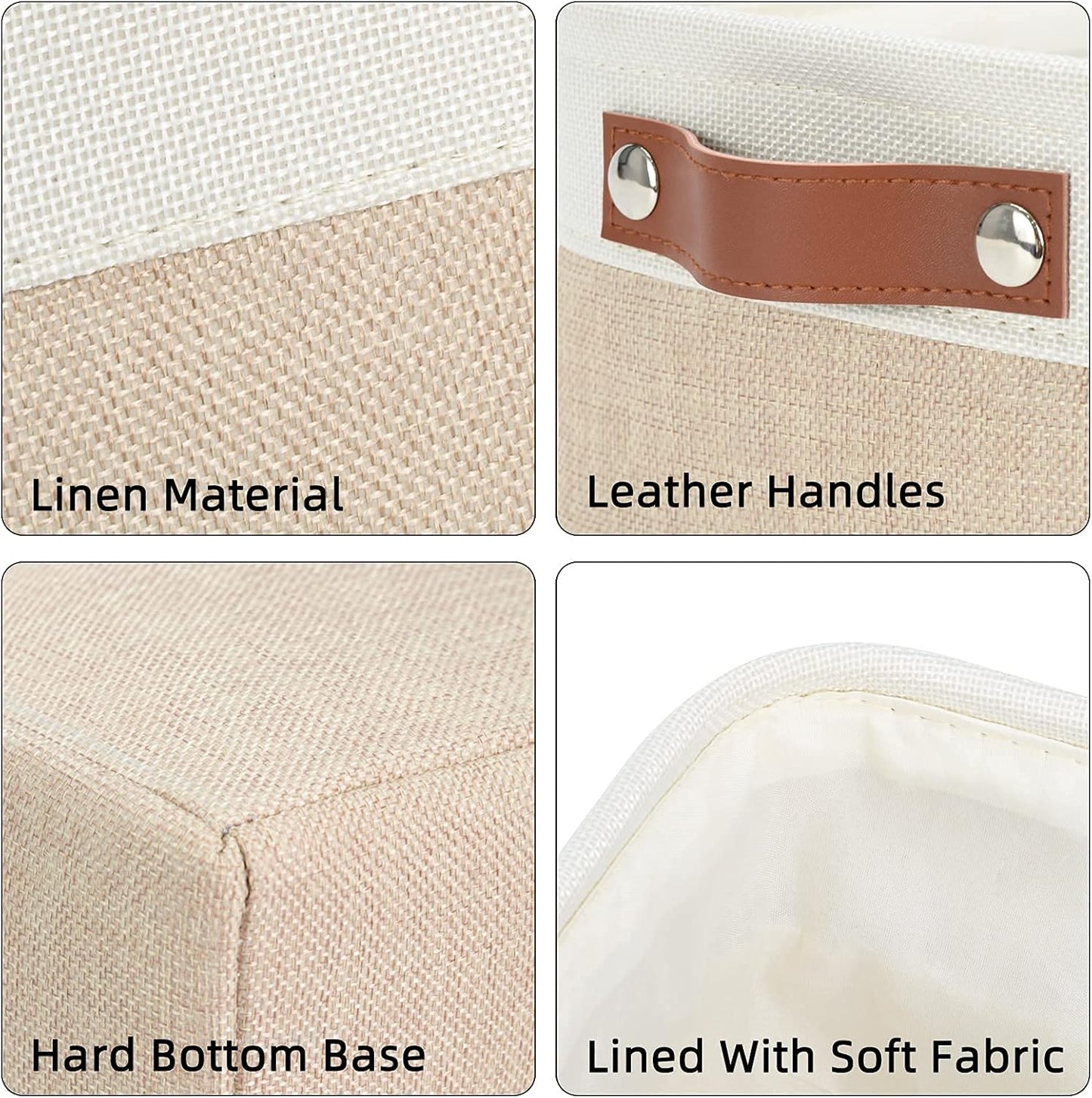 DULLEMELO Cube Storage Bin 13x13,Collapsible Fabric Storage Cube for Organizing,Cubby Storage Basket for Shelves,Closet,Laundry,Nursery,Toys,Clothes (White&Khaki)