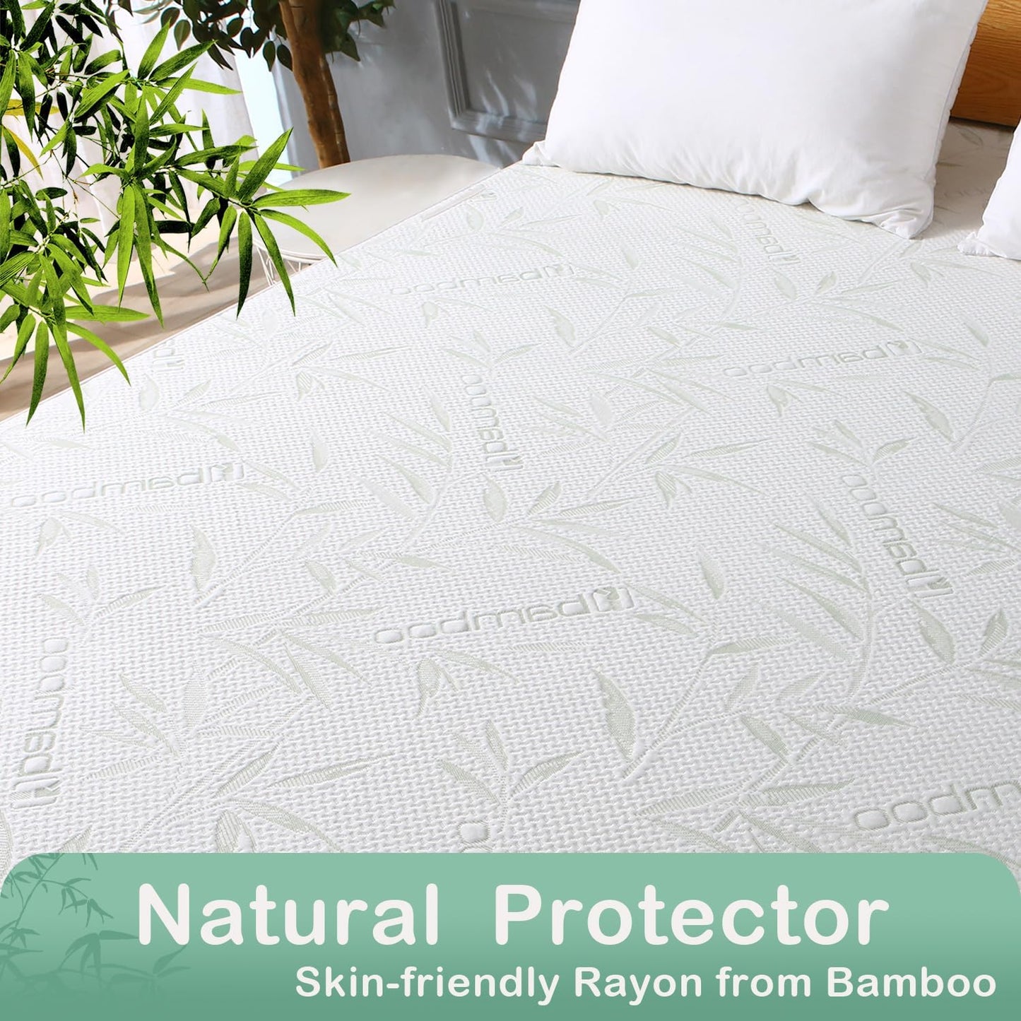 Twin XL Mattress Protector Waterproof Mattress Pad Washable Bamboo Rayon Mattress Cover Breathable Noiseless Bed Protector 5" - 21'' Elastic Fitted Deep Pocket
