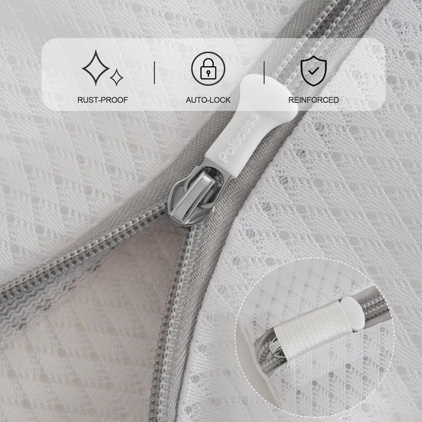 Polecasa 3Pcs 12 x 16 Inches Extra Durable 125g Diamond Mesh Laundry Bags with Sturdy Zipper for Delicates, Protect Clothes in Washing Machine, Laundry Room Essentials for College, Dorm (3 Medium)