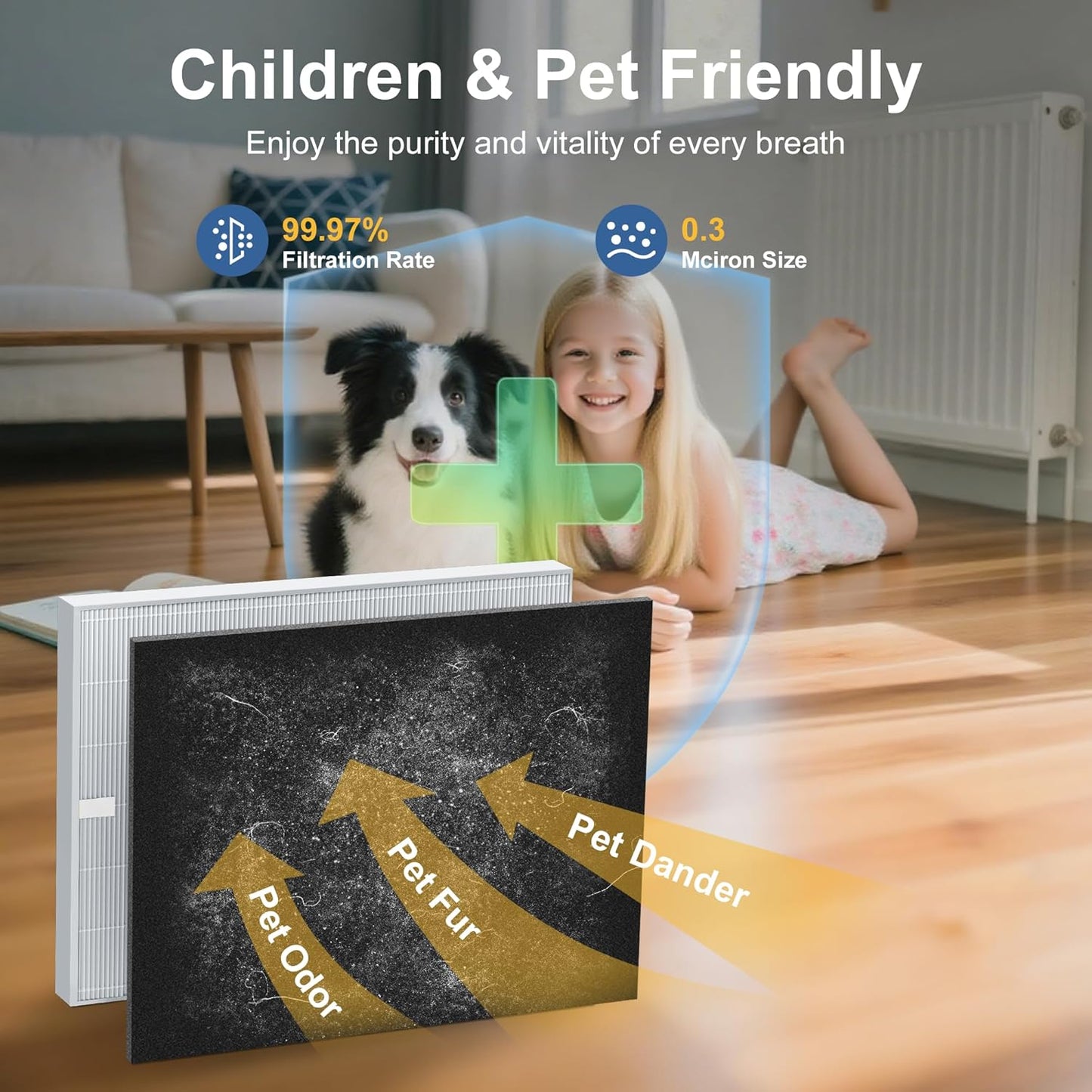 4 Pack AP-1512HH HEPA Filter Replacement for Coway Airmega AP-1512HH and Airmega 200M Air Purifiers, True HEPA Filter, Item NO # 3304899