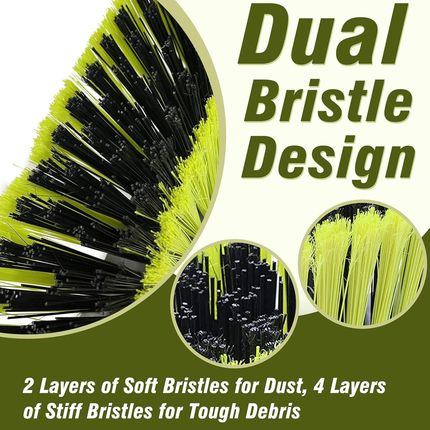 PHYEX Upgraded 18" Push Broom with Adjustable Long Handle, Total Length is 55", Multi-Surface Floor Scrub Brush for Cleaning Deck, Patio, Garage, Driveway