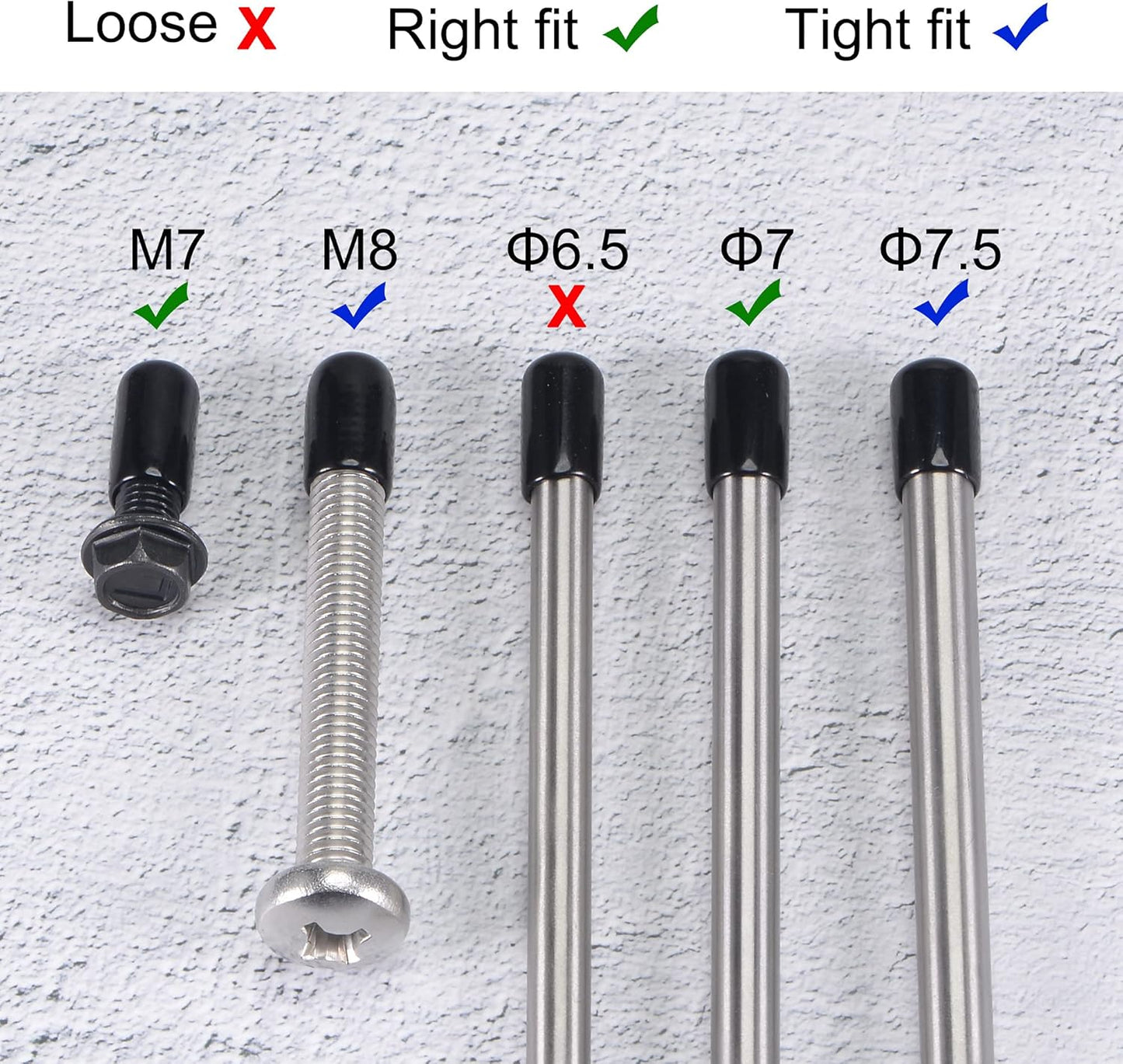 uxcell 20pcs Rubber End Caps 7mm ID Vinyl Round Tube Bolt Cap Cover Thread Protectors Black