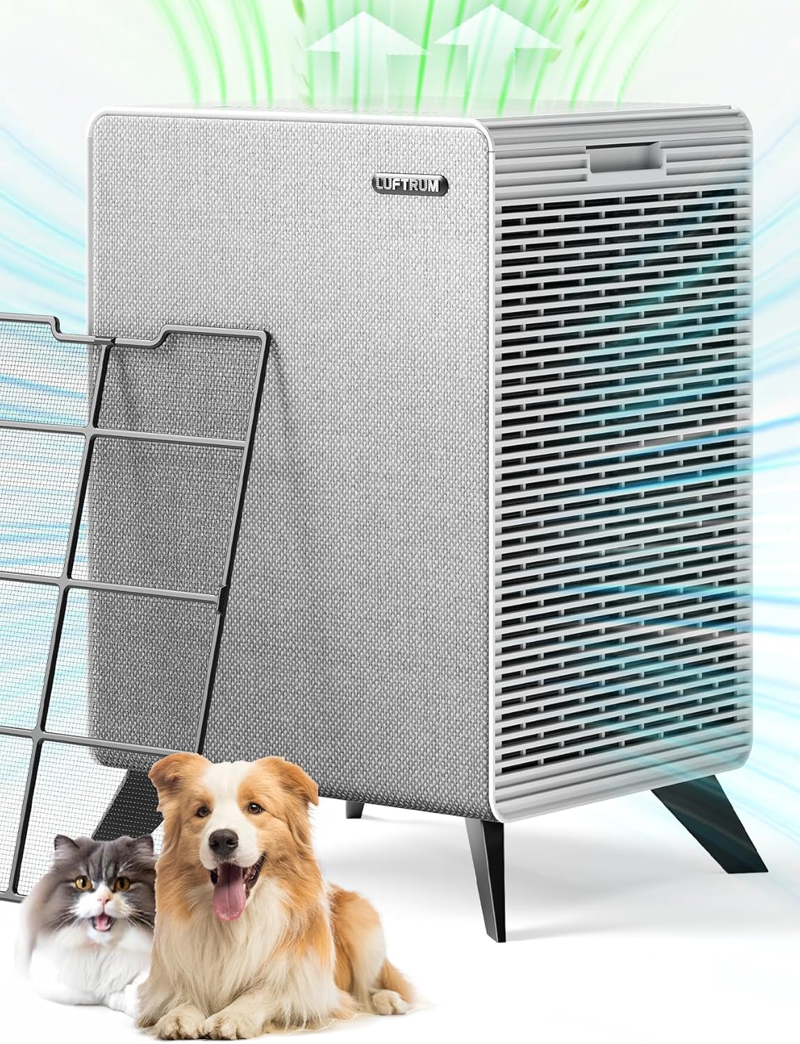 Air Purifiers for Home Large Room Up to 2250 ft² - Remove 99% of Smoke Allergies Pet Dander Odor - Dual 3-Stage Filter of Washable Filter and with AQI, Auto Mode, Sleep Mode
