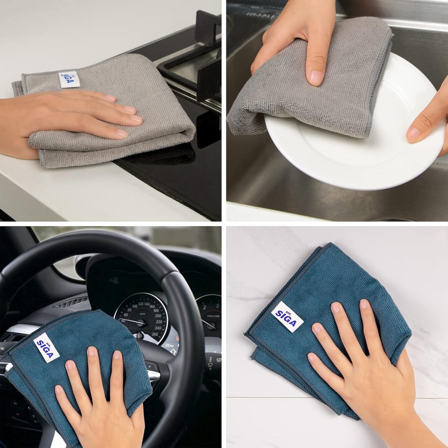 MR.SIGA Microfiber Cleaning Cloth, Pack of 6, Size: 13.8" x 15.7"