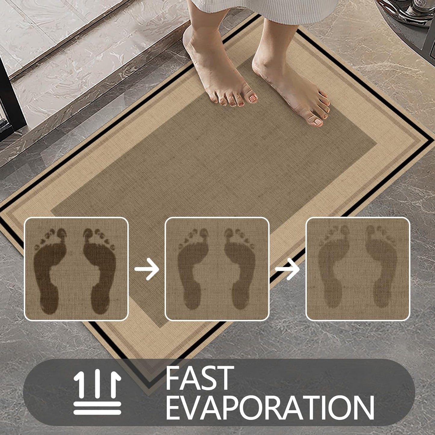 Ultra Thin Door Mat Indoor Entrance, 1/10 in Thin Door Mats for Inside Entry, Non-Slip Rubber Backing Washable Doormat, Fade Resistant, Absorbent, Low Profile Dirt Trapper, 30"X17",Brown