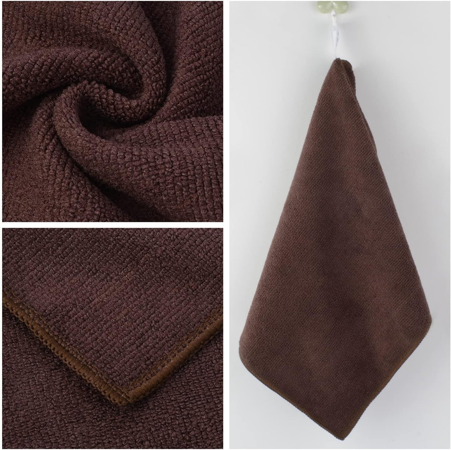 KinHwa Microfiber Dish Cloths for Washing Dishes Ultra Absorbent Dish Rags Fast Drying Kitchen Wash Clothes 12inch x 12inch 10 Pack Brown