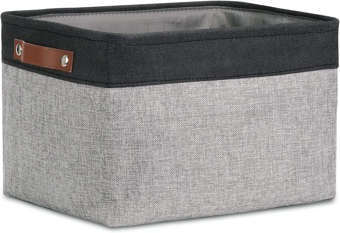 DULLEMELO Fabric Storage Basket for Shelves/Closets, Collapsible Rectangle Basket for Organizing Clothes, Toys, Towels, Books, Laundry, Nursery, Dog Toy Basket Empty (Black&Gray)