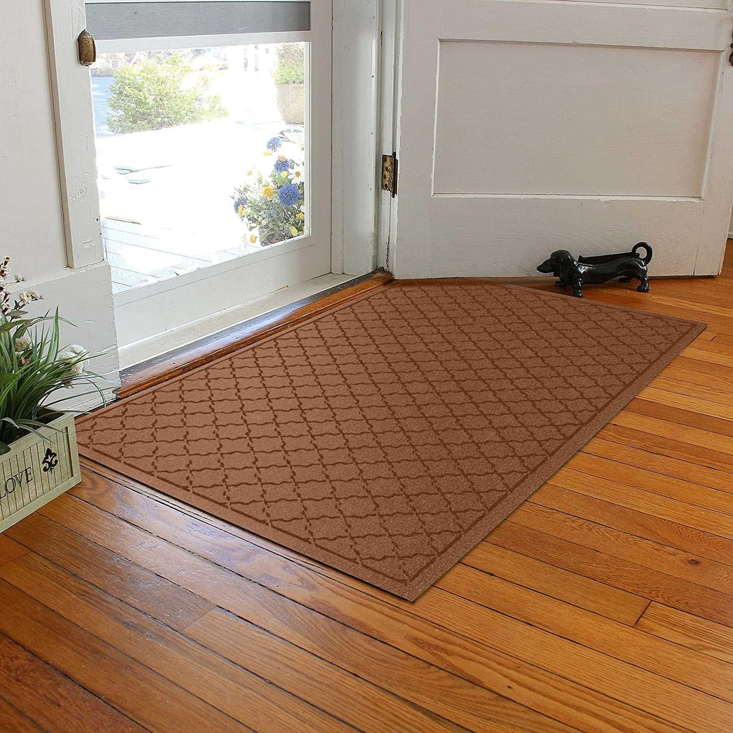 WaterHog Heavy Duty Doorway Mat, 3' x 5', Made in USA, Durable & Skid-Resistant Entryway Mat, Water-Trapping, Indoor/Outdoor Decorative Floor Covering, Cordova Collection, Dark Brown
