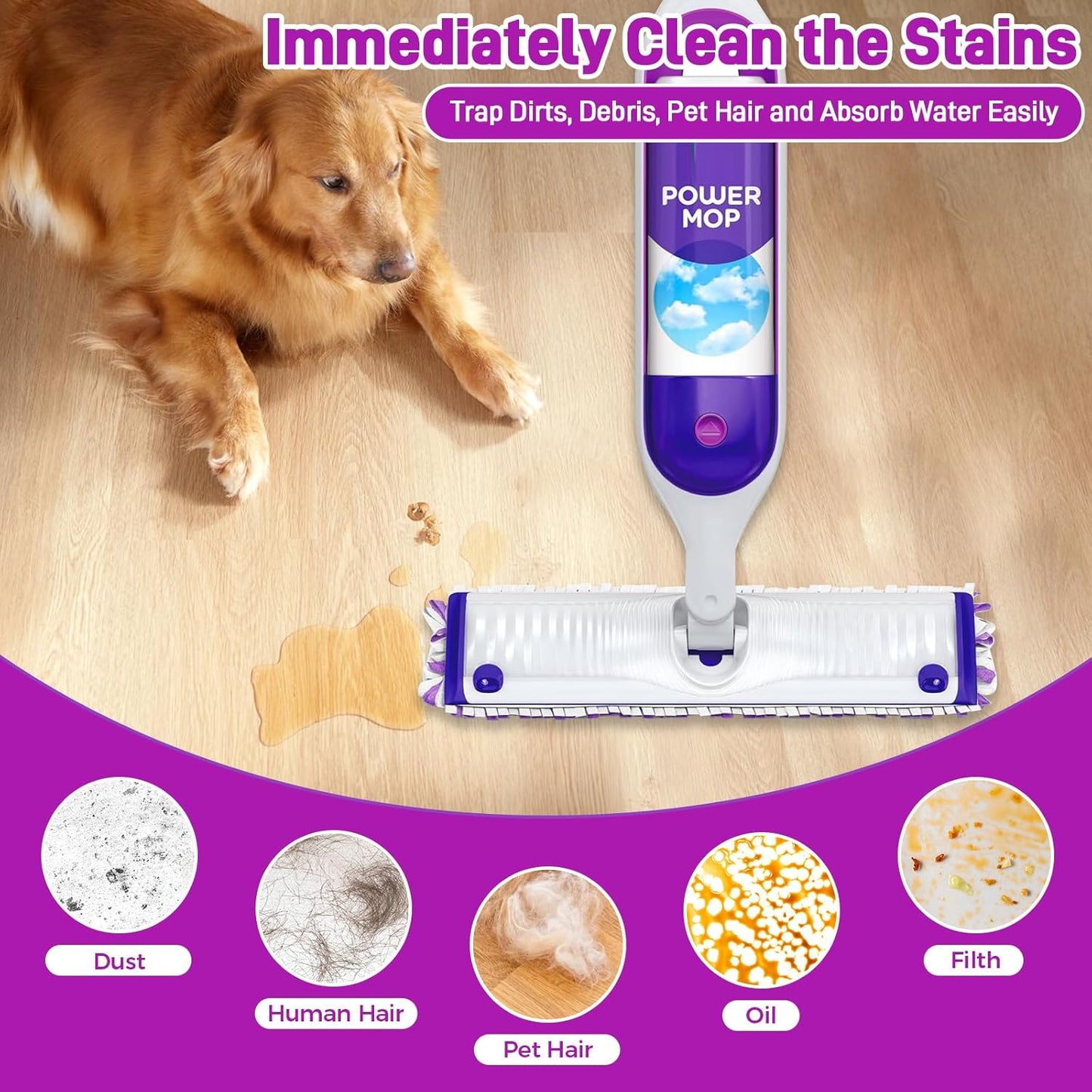 20-Pack Disposable Microfiber Power Mop Pad Refills Compatible with Swiffer Power Mop Refills,Replacement Pads for Swiffer Wet Pads Refill,Non-Washable & Unscented