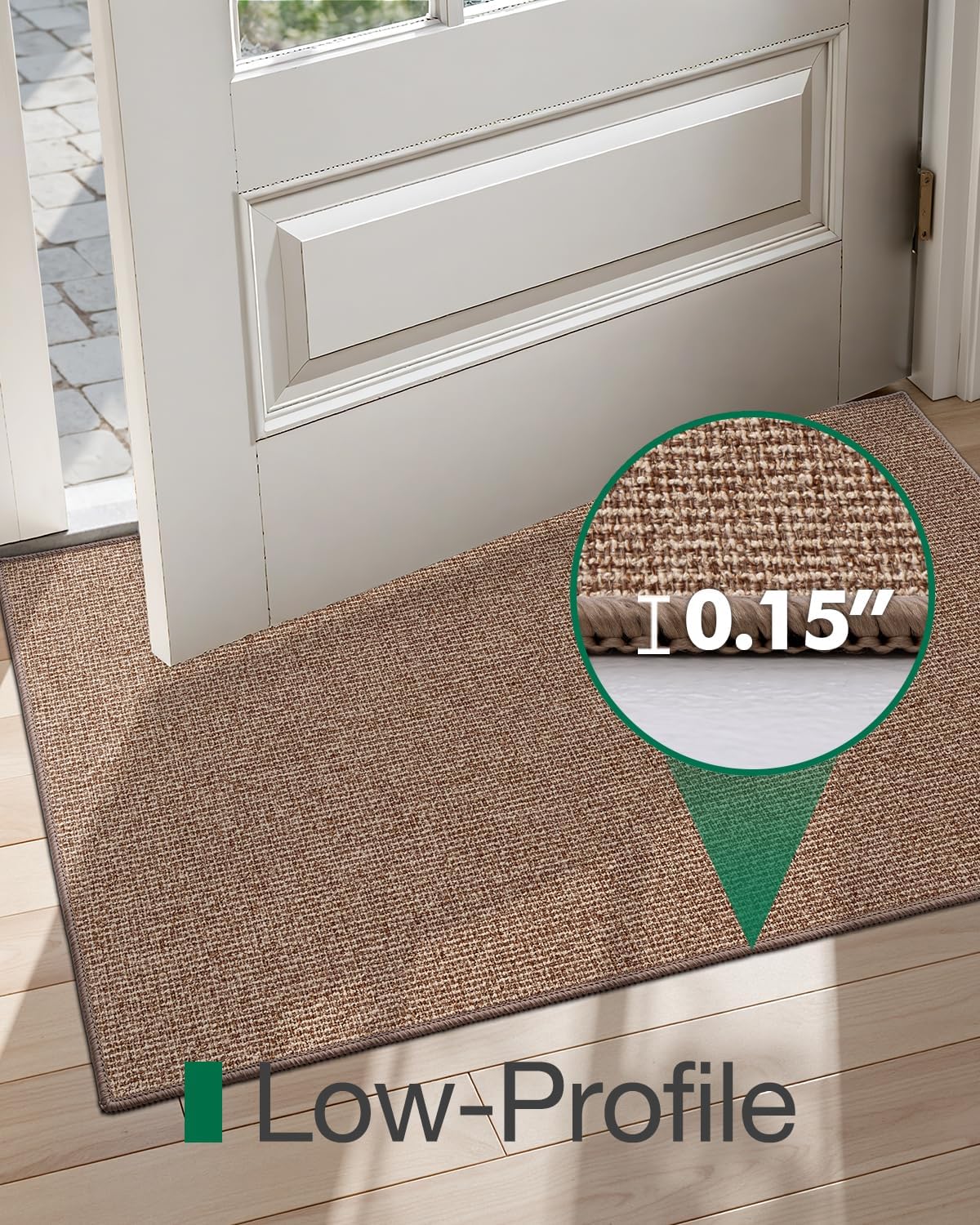 LUMI Indoor Door Mat 36"x56", Ultra Thin Low Profile Non-Slip Doormat for Home Entrance, Absorbent & Stain-Resistant Welcome Mats, Washable Entryway Mat for Front Door, Patio, Porch, Camel