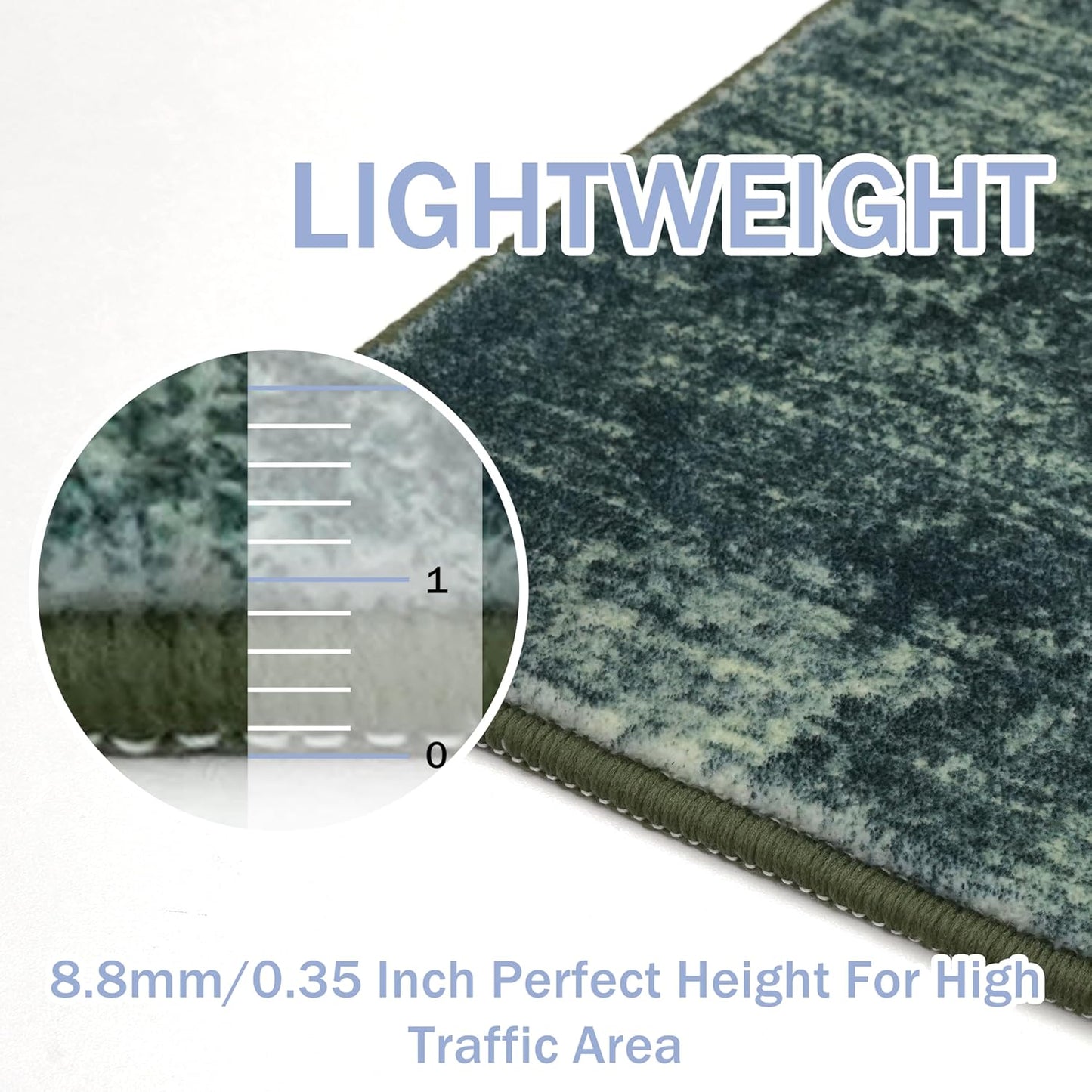 IOHOUZE Round Area Rug 5 Ft Circle Entryway Rugs Round Washable Door Mat Indoor Entrance, Non Slip Circle Front Door Rug, Printed Abstract Faux Wool Floor Carpet for Foyer Porch Sink, Dark Green