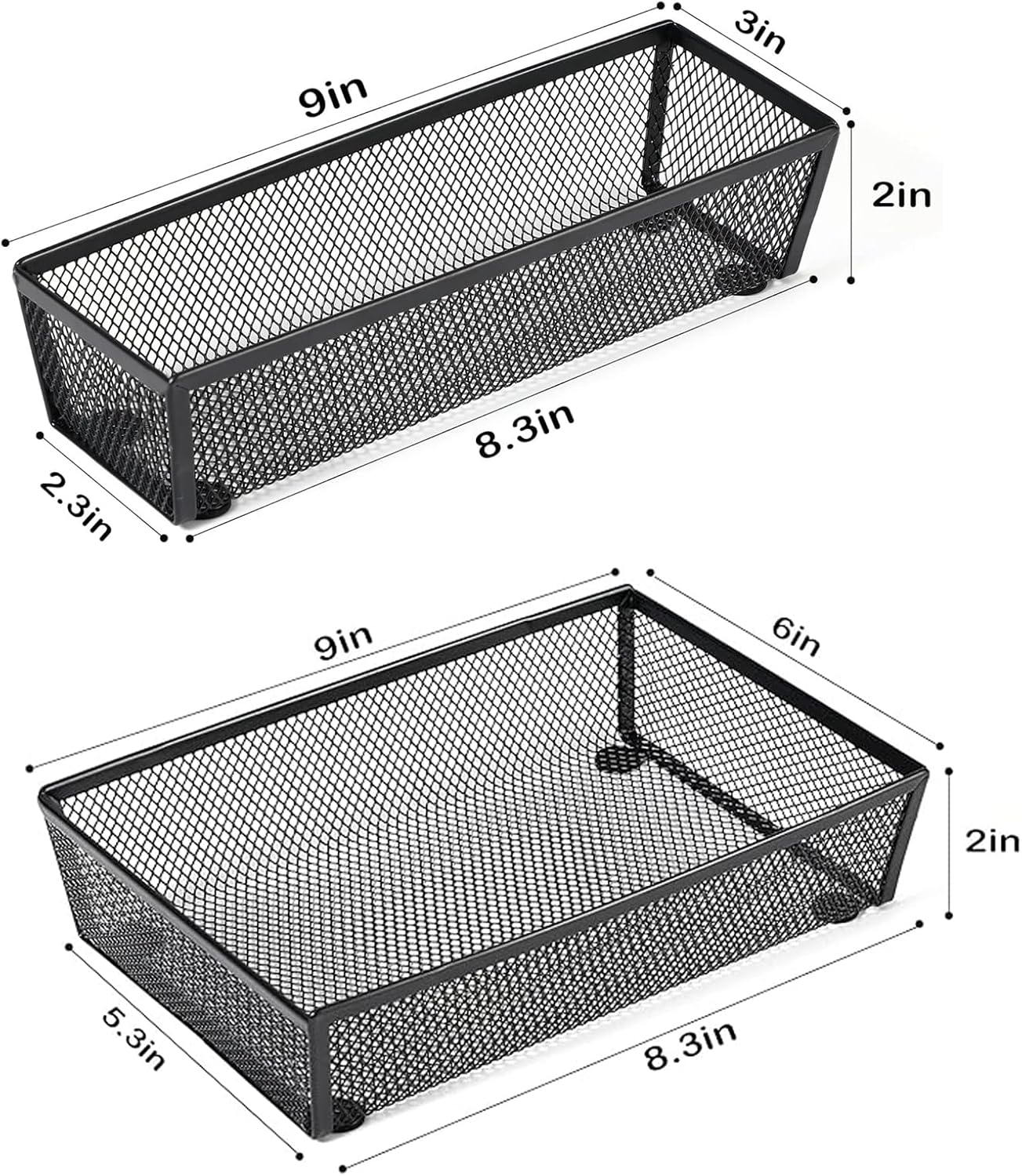 BYCY Silverware Drawer Organizer, Mesh Utensil Organizer for Kitchen Storage, Black Steel Metal Mesh Tray for Flatware Fork Spoon Knife… (9 * 3-5P-Black)