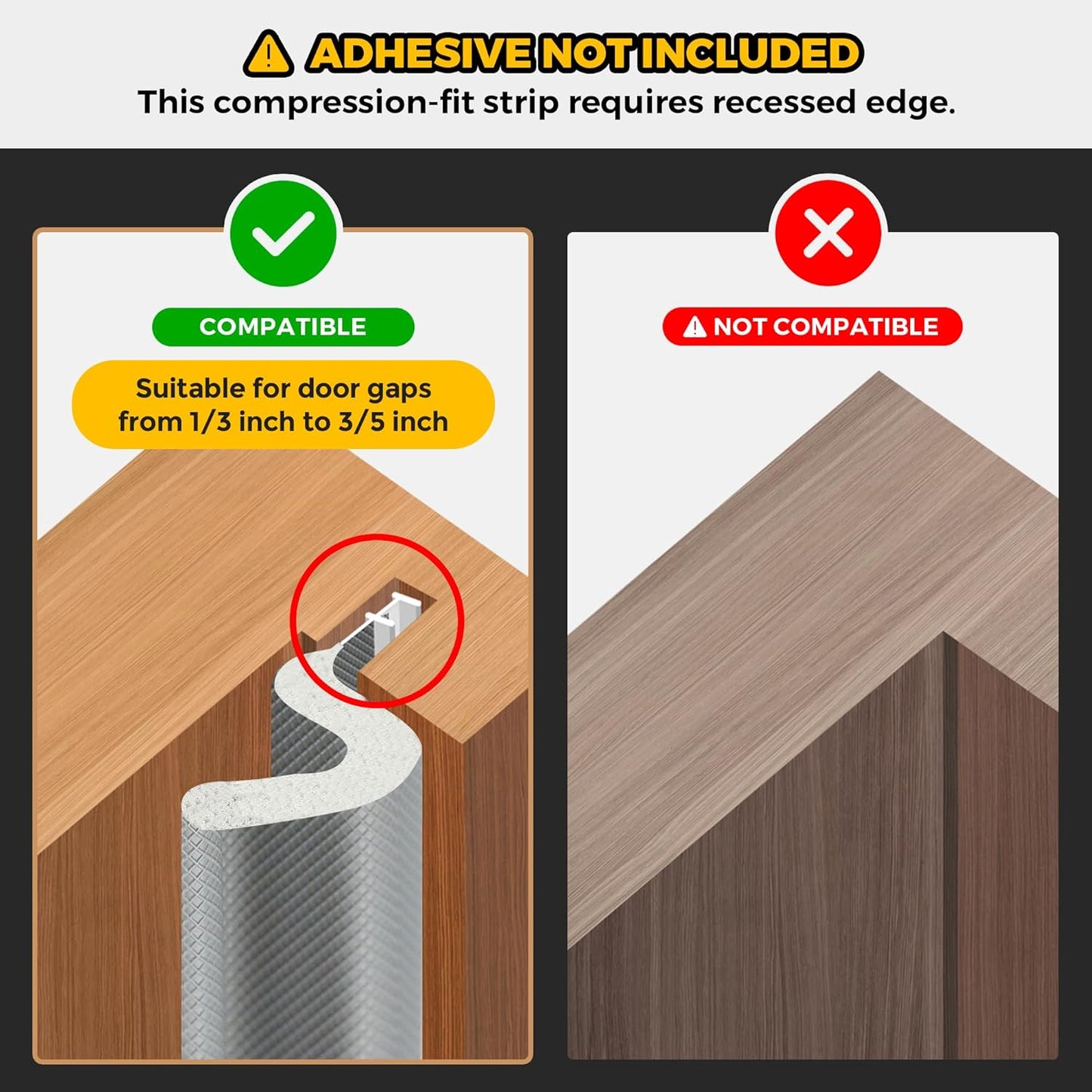 Weather Stripping Door Seal Strip Soundproof Q Foam Tape, Exterior Door Insulation Strip for Large Gap, Easy to Install(Grey, 40FT)