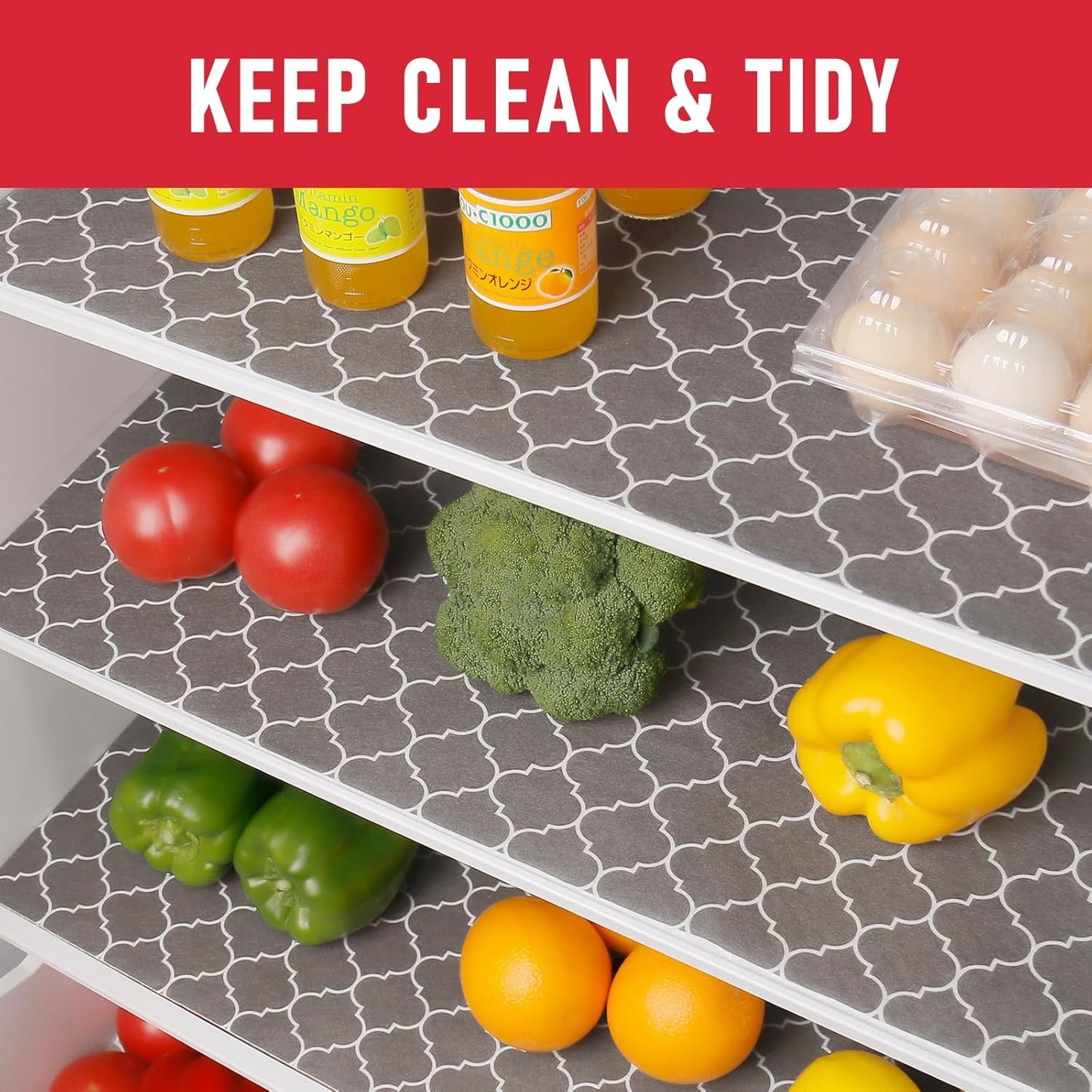 Cooyes 6 Pack Refrigerator Shelf Liners for French Door Fridge, 17.7" × 36" Extra Large, Non-Slip Fridge Mats Machine Washable, Refrigerator Drawer Liner for Glass Shelves Kitchen Cabinet