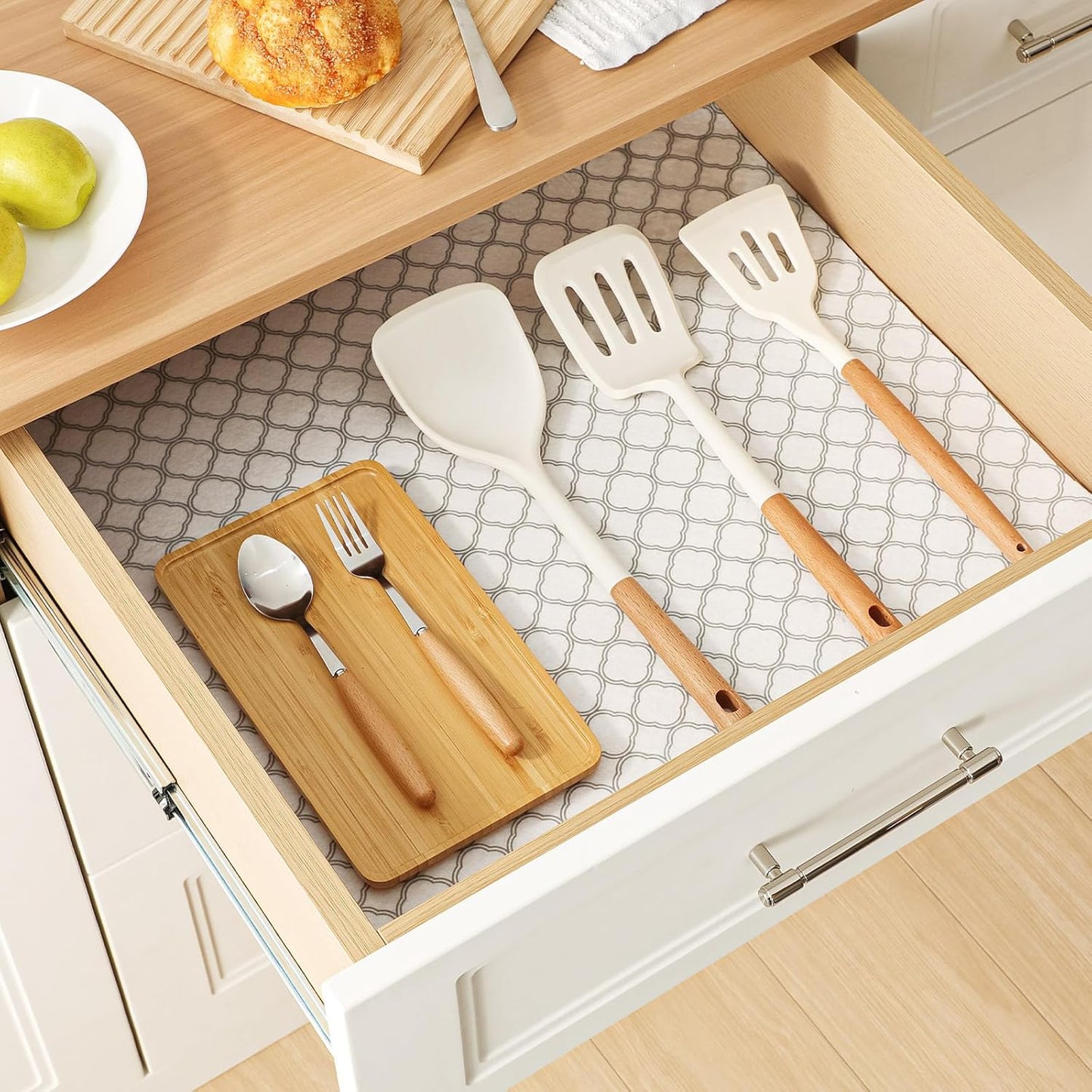 Cooyes Refrigerator Shelf Liners for French Door Fridge, 17.7" × 36" Extra Large, Non-Slip Fridge Mats Machine Washable, Refrigerator Drawer Liner for Glass Shelves Kitchen Cabinet