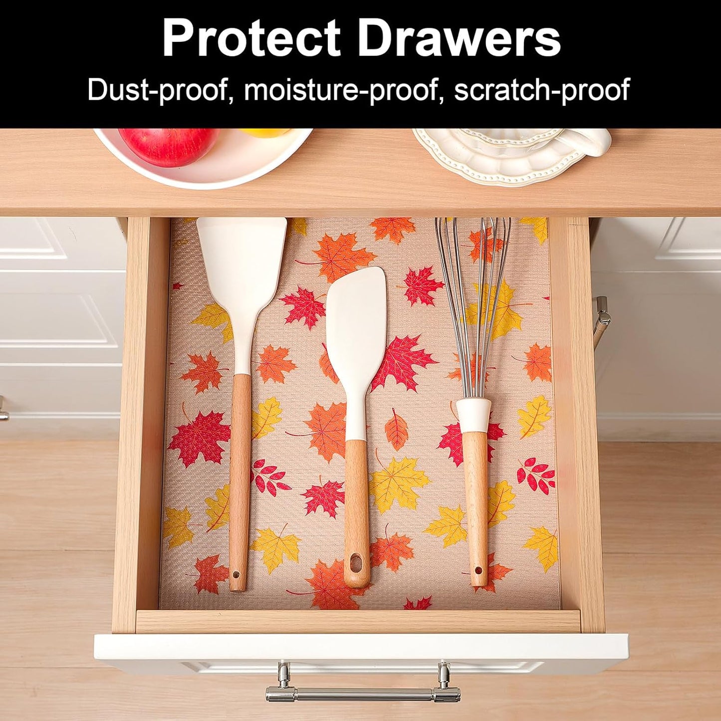 Cooyes Shelf Paper for Kitchen Cabinets Non Adhesive, Waterproof & Oil-Proof Kitchen Drawer Liner for Refrigerator Drawer Fridge Cupboard, (23.6 Inch W x 118 Inch L, Pumpkin Orange)