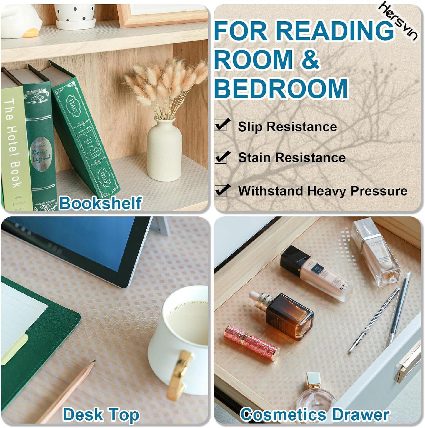 Shelf Liners 22 in x 20 ft EVA Drawer Mats, Non-Adhesive Cupboard Protector, Kitchen Cabinet Lining Fridge Liner (Clear Crossed Stripe, 56x610cm)