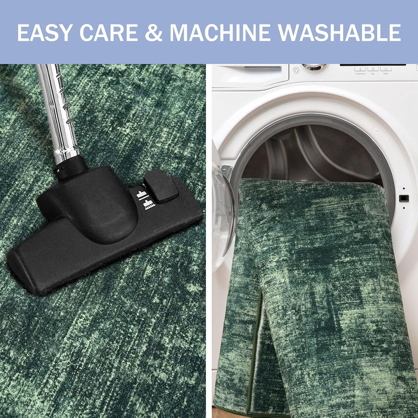 IOHOUZE Abstract Runner Rug 2x10 Ft Washable Runners for Hallways, Non Slip Kitchen Runner Printed Faux Wool Entryway Runner Indoor, Modern Abstract Floor Carpet for Hall Kitchen, Dark Green