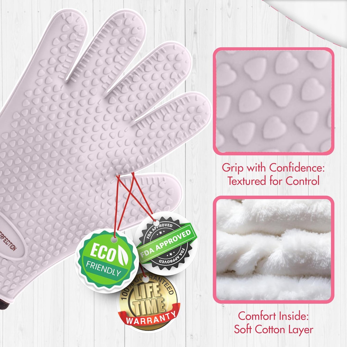 KITCHEN PERFECTION Silicone Smoker Oven Gloves for Women -Extreme Heat Resistant BBQ Gloves -Handle Hot Food Right on Your Smoker Grill Fryer|Waterproof Oven Mitts Grill |Superior Set+3 Bonuses
